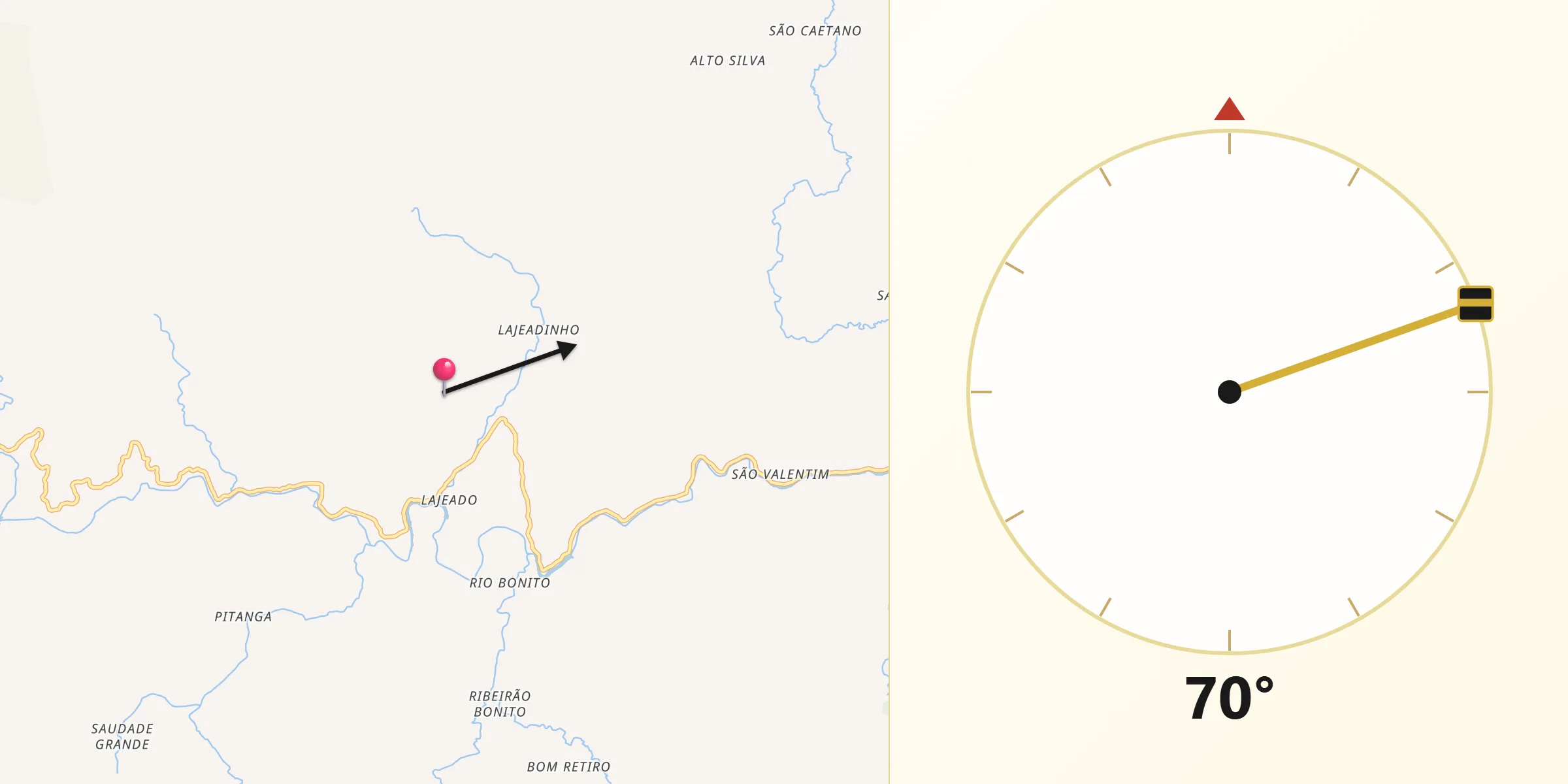 Direção da Qibla a partir de Nova Trento