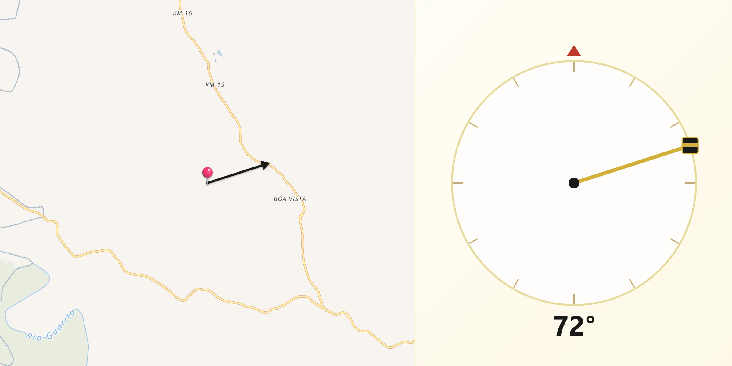 Direção da Qibla a partir de Palmitinho