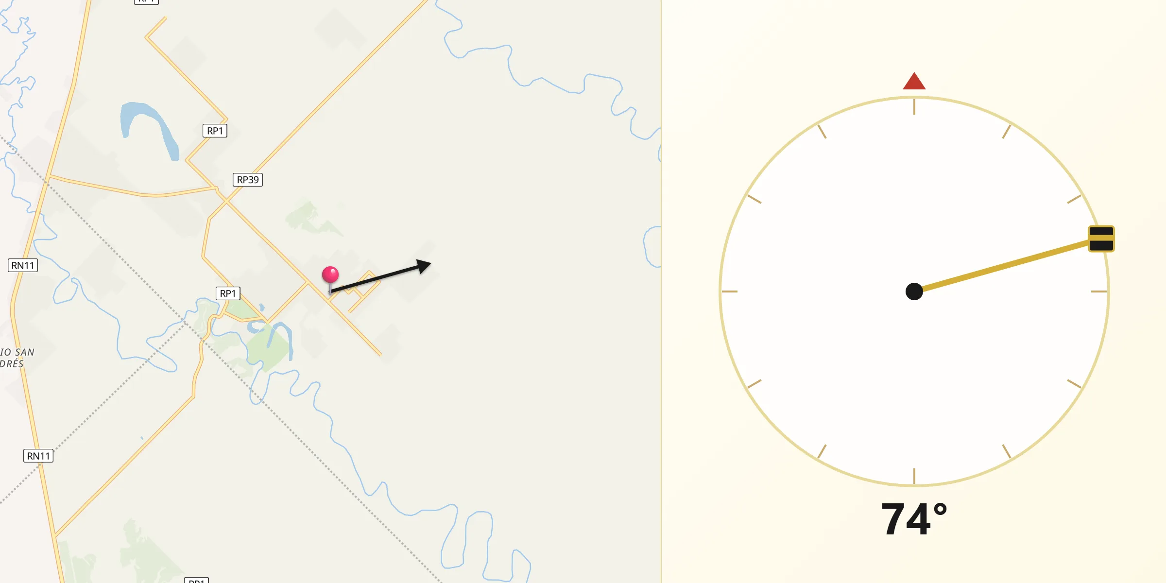 Dirección de la Qibla desde Colonia Benítez