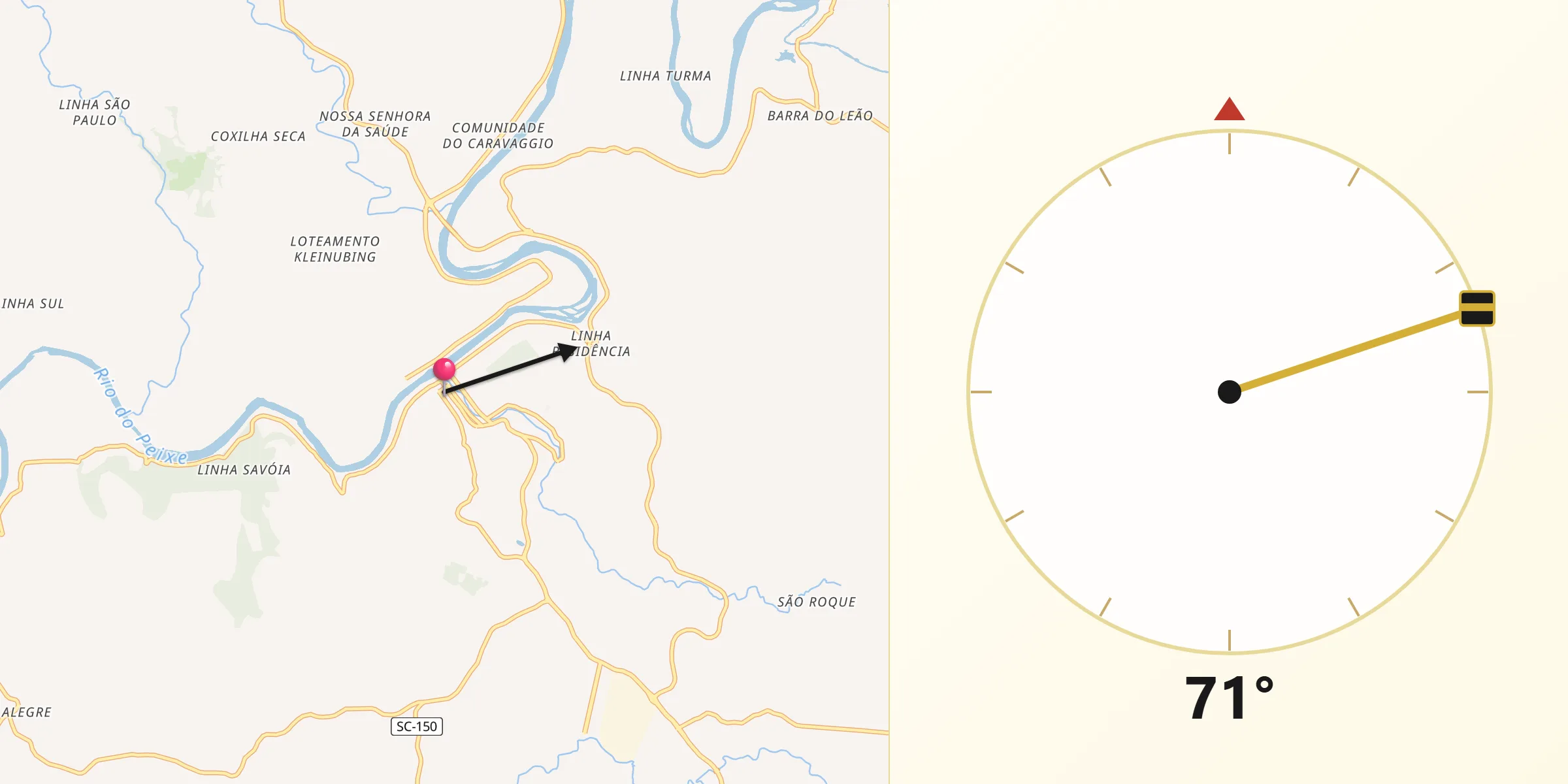 Direção da Qibla a partir de Capinzal