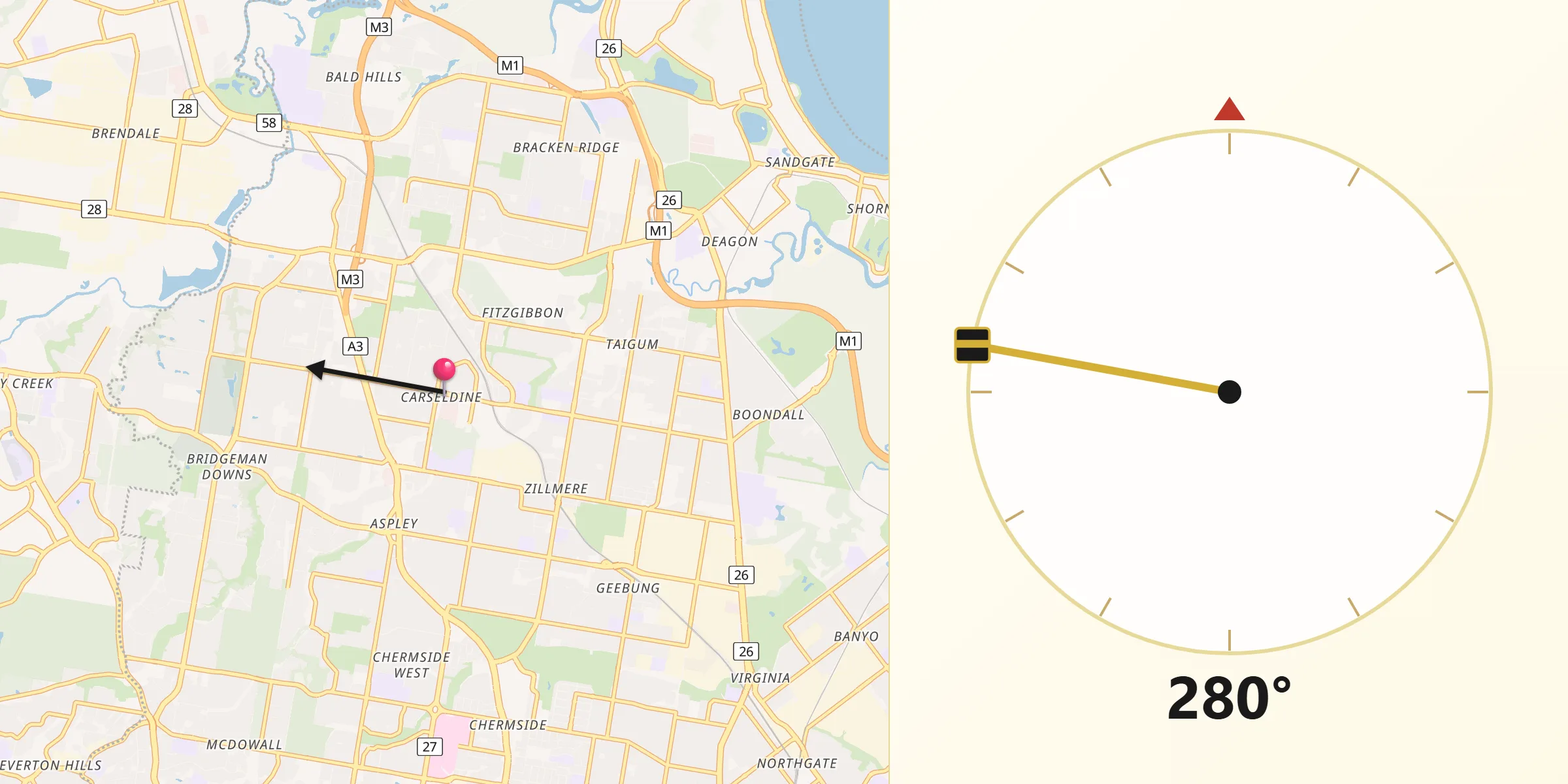 Qibla Direction from Carseldine