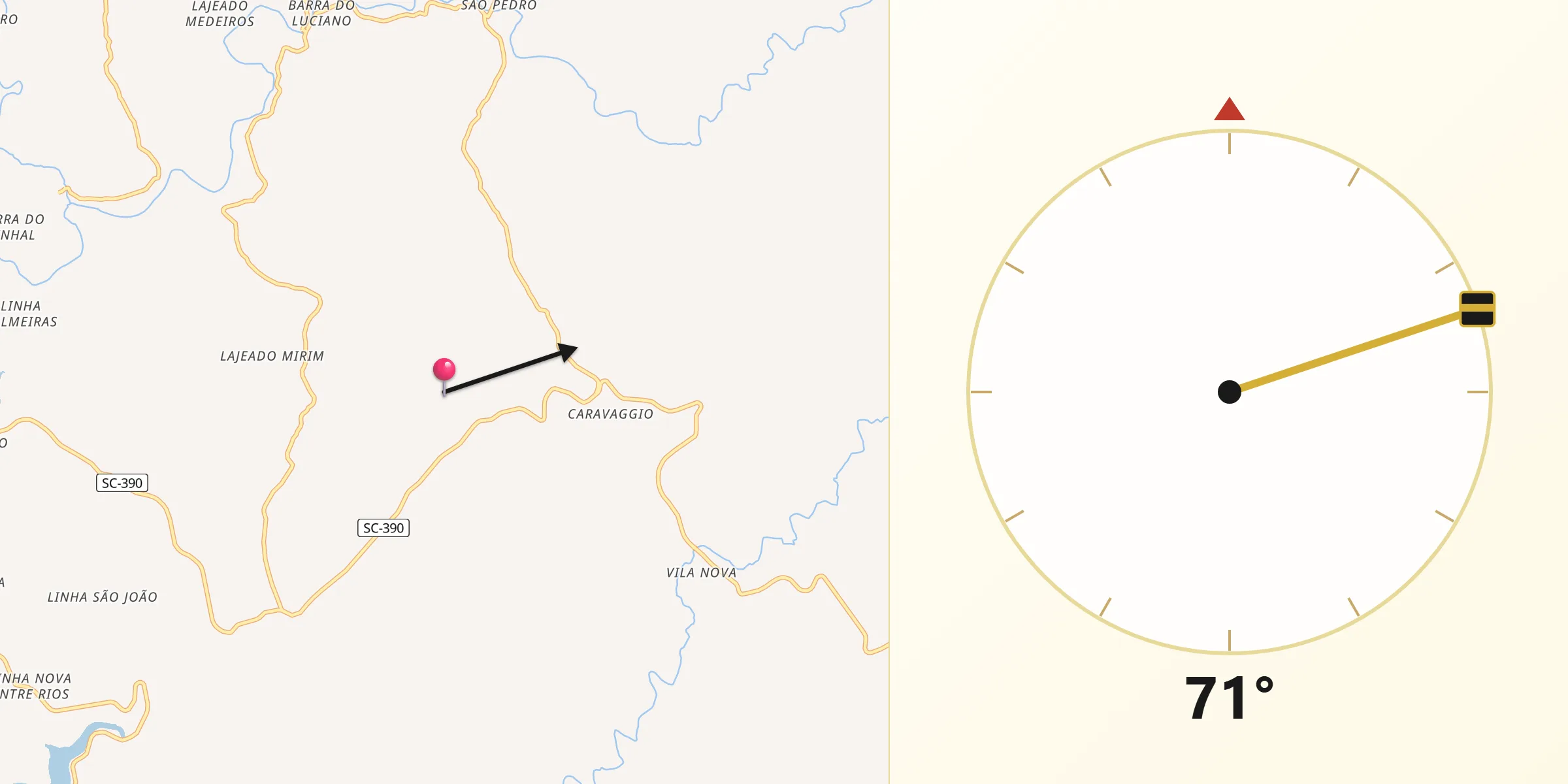 Direção da Qibla a partir de Peritiba