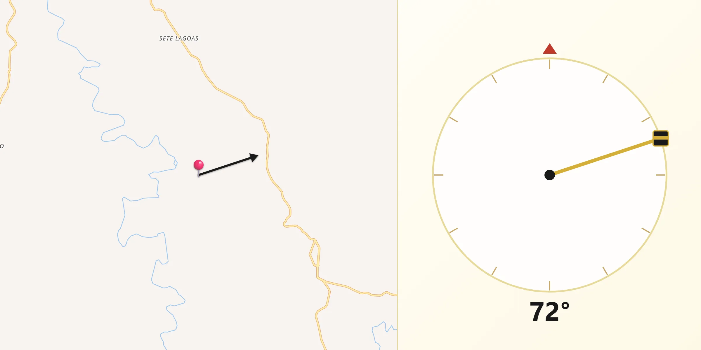 Direção da Qibla a partir de Itatiba do Sul
