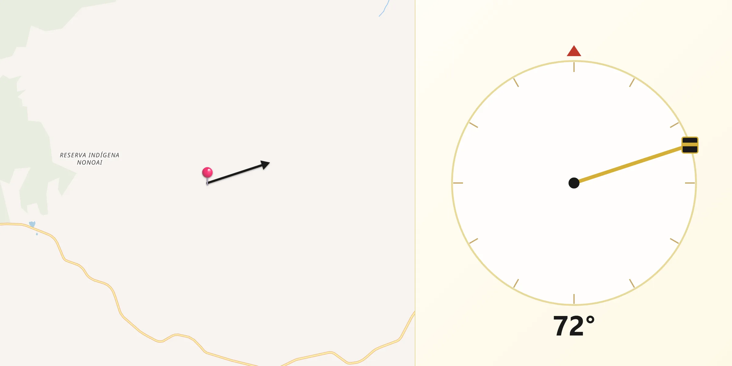 Direção da Qibla a partir de Nonoai