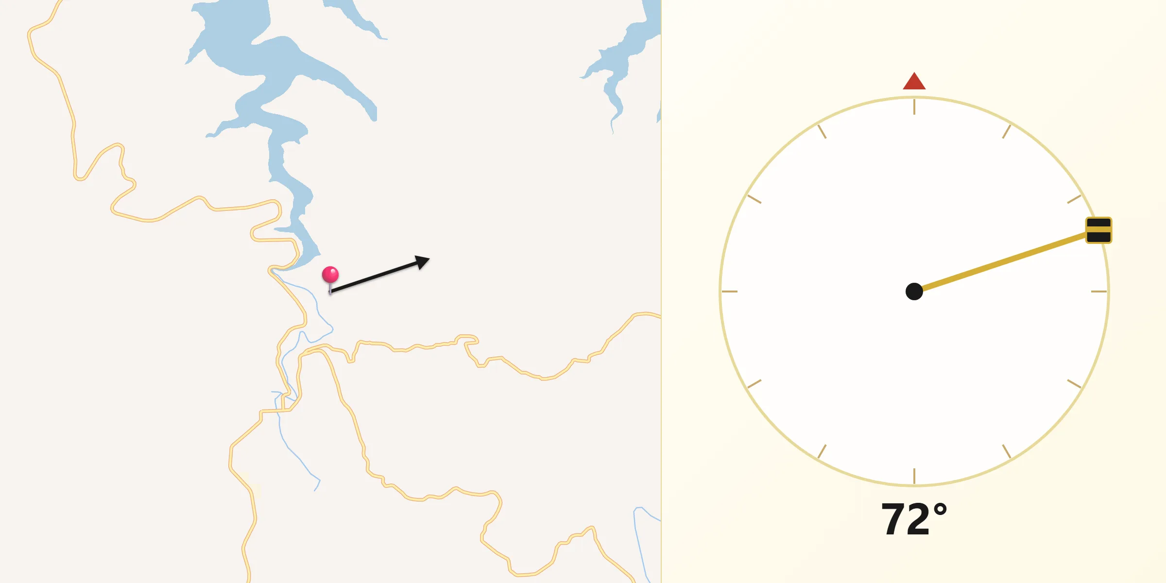 Direção da Qibla a partir de Aratiba
