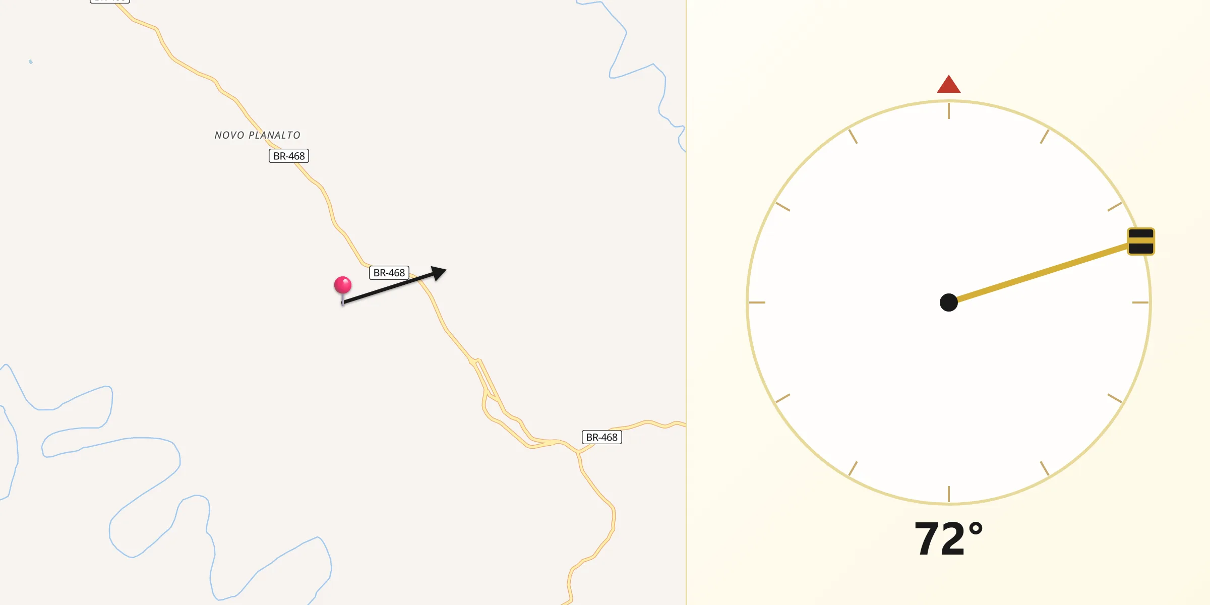 Direção da Qibla a partir de Tiradentes do Sul