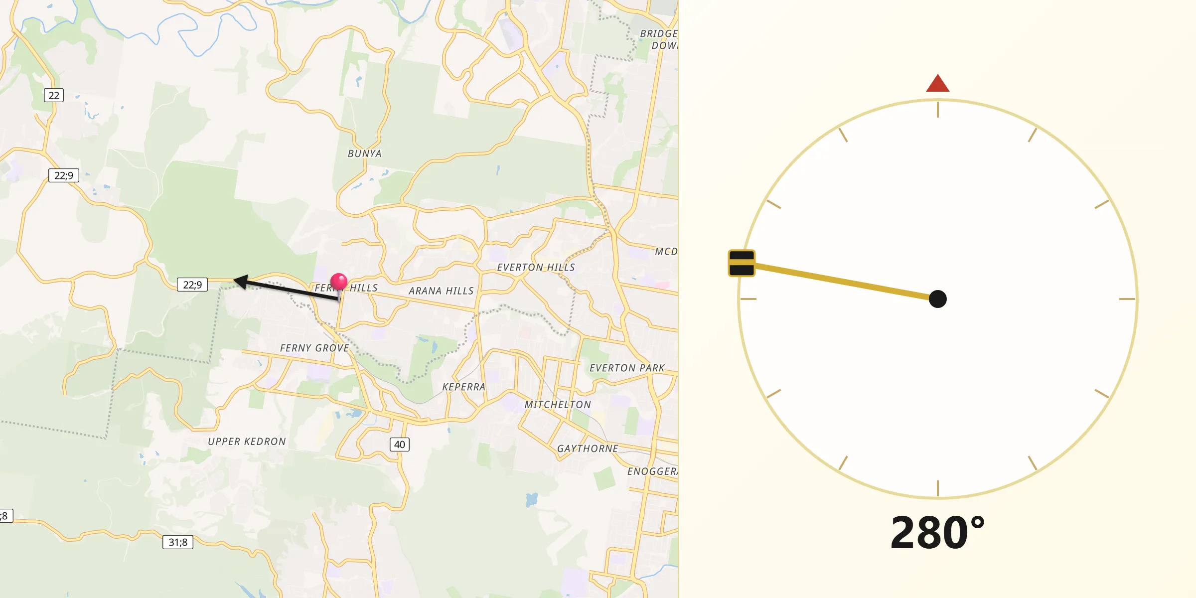 Qibla Direction from Ferny Hills