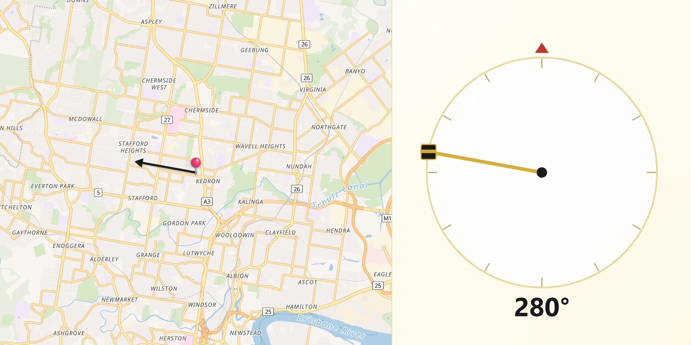 Qibla Direction from Kedron