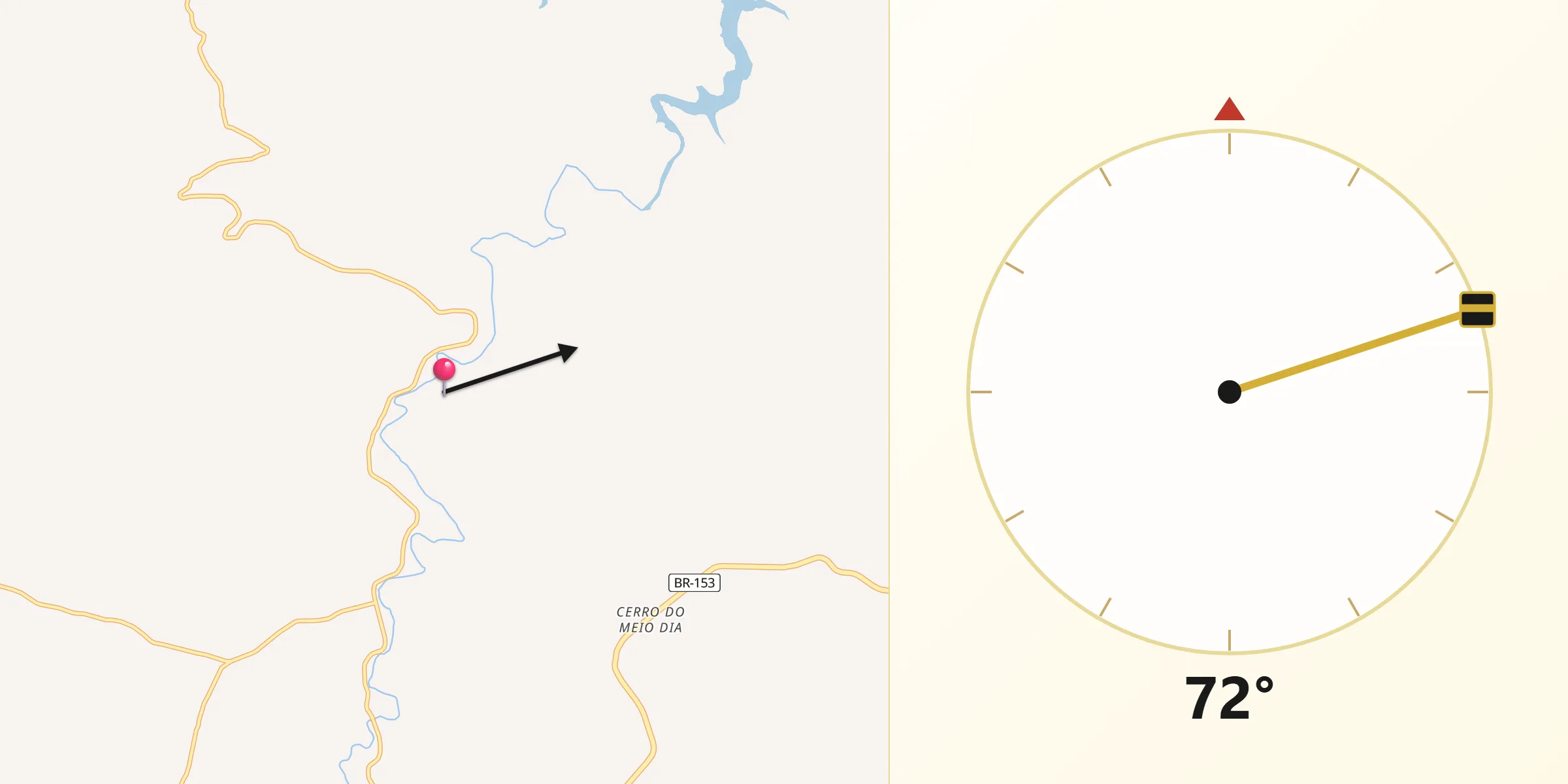 Direção da Qibla a partir de Severiano de Almeida