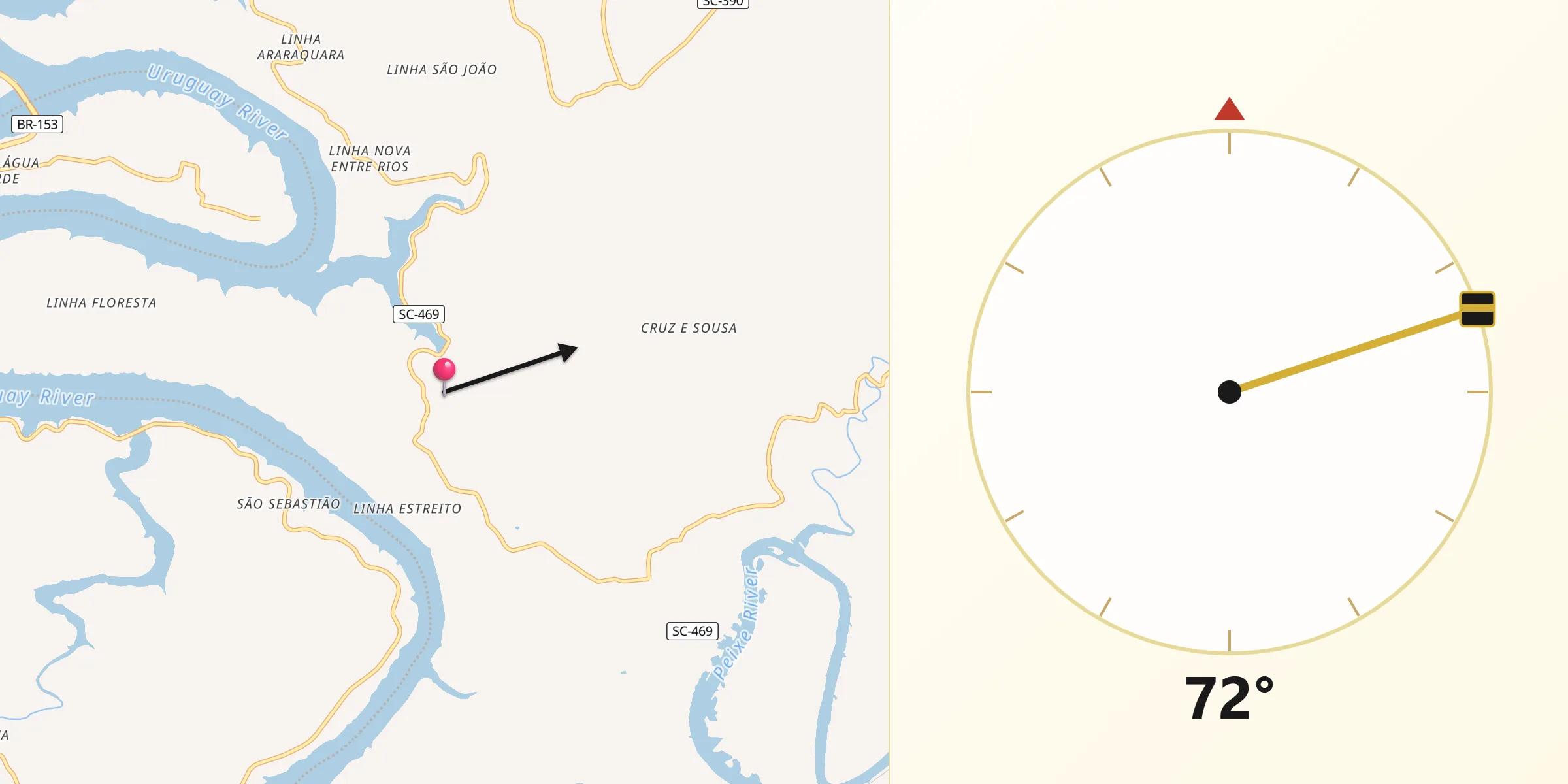 Direção da Qibla a partir de Alto Bela Vista