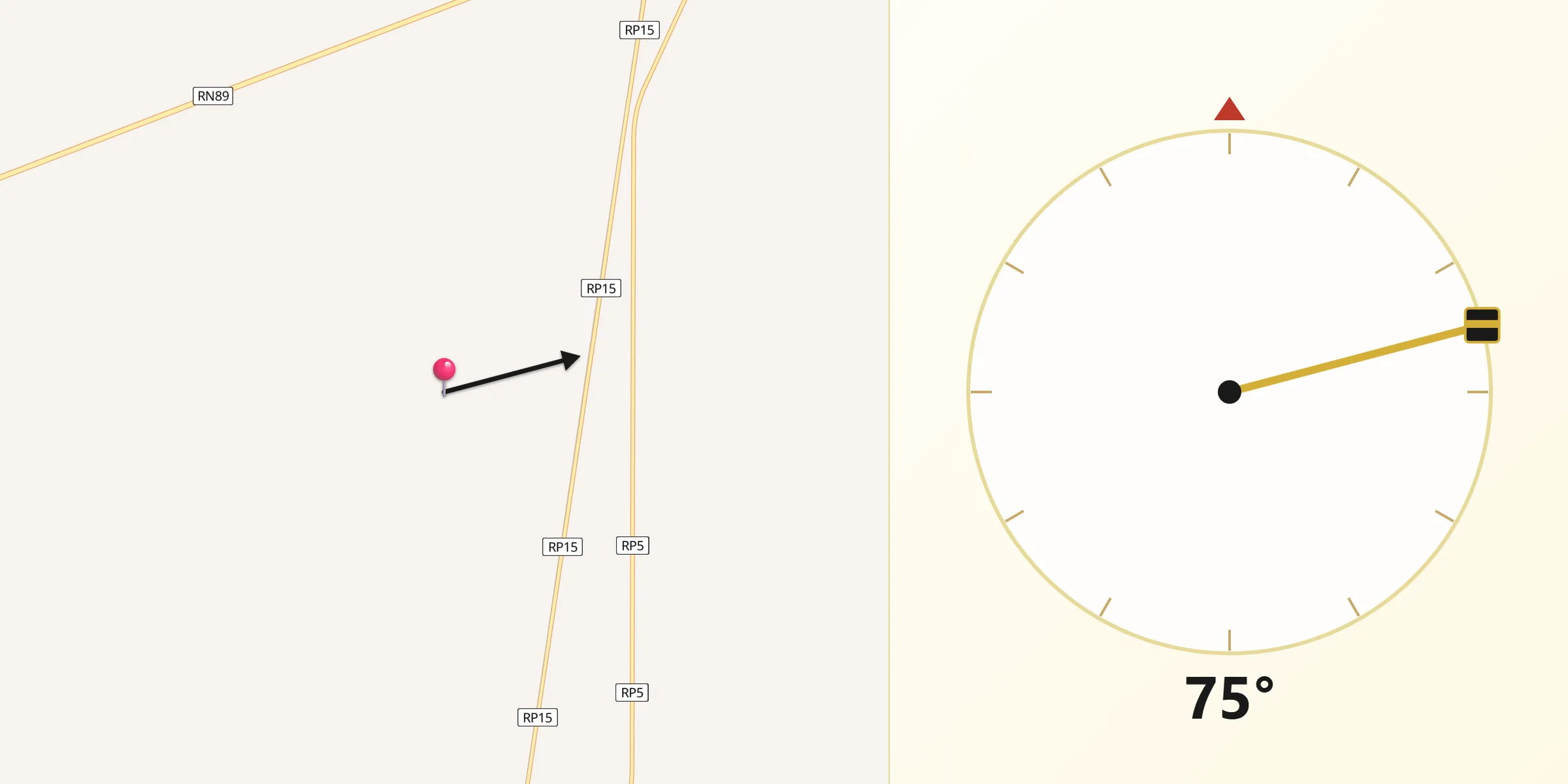 Dirección de la Qibla desde Departamento de Doce de Octubre