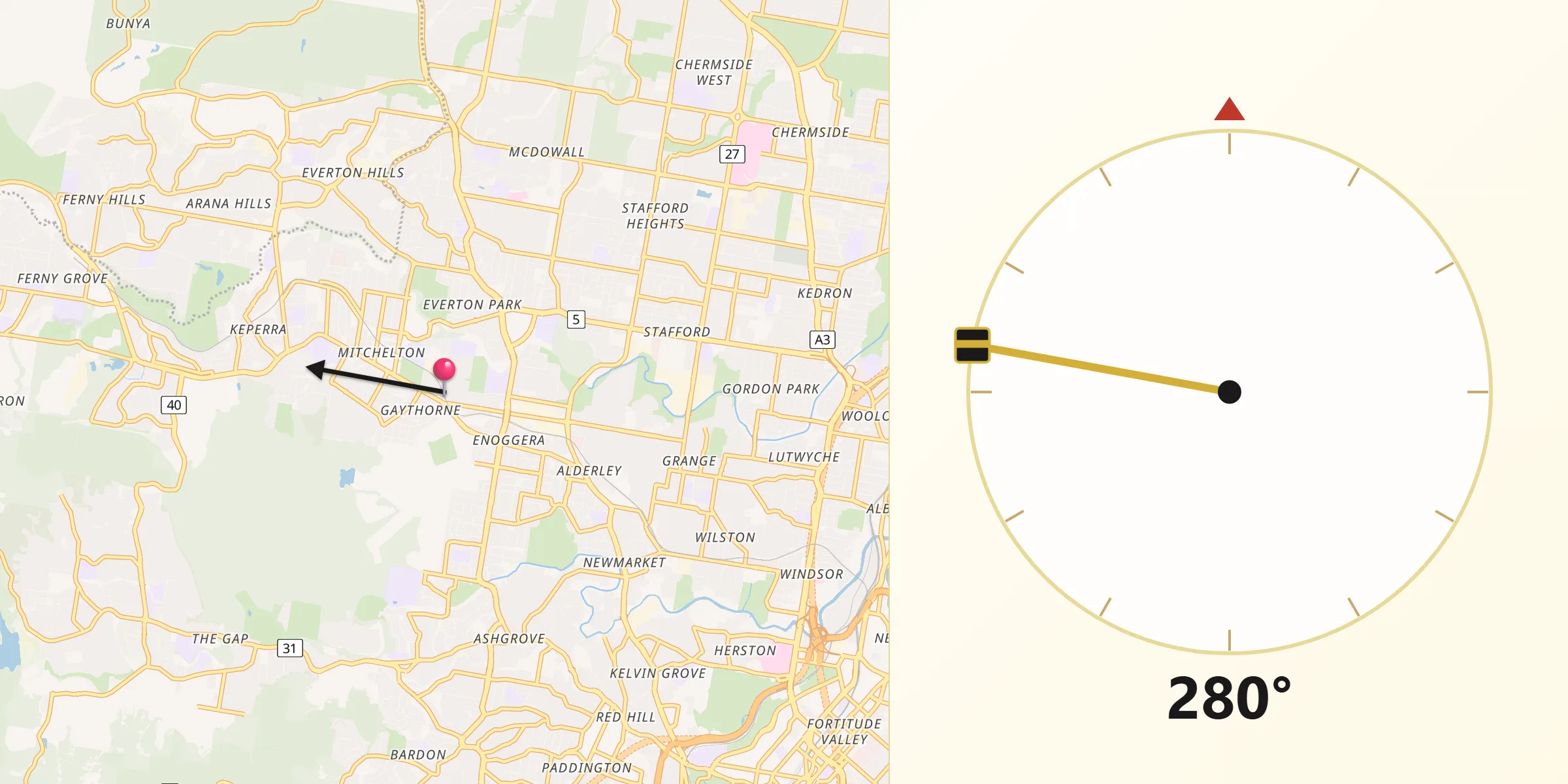 Qibla Direction from Gaythorne