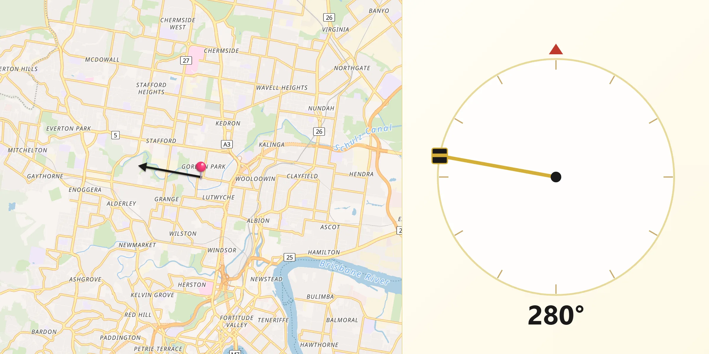 Qibla Direction from Gordon Park
