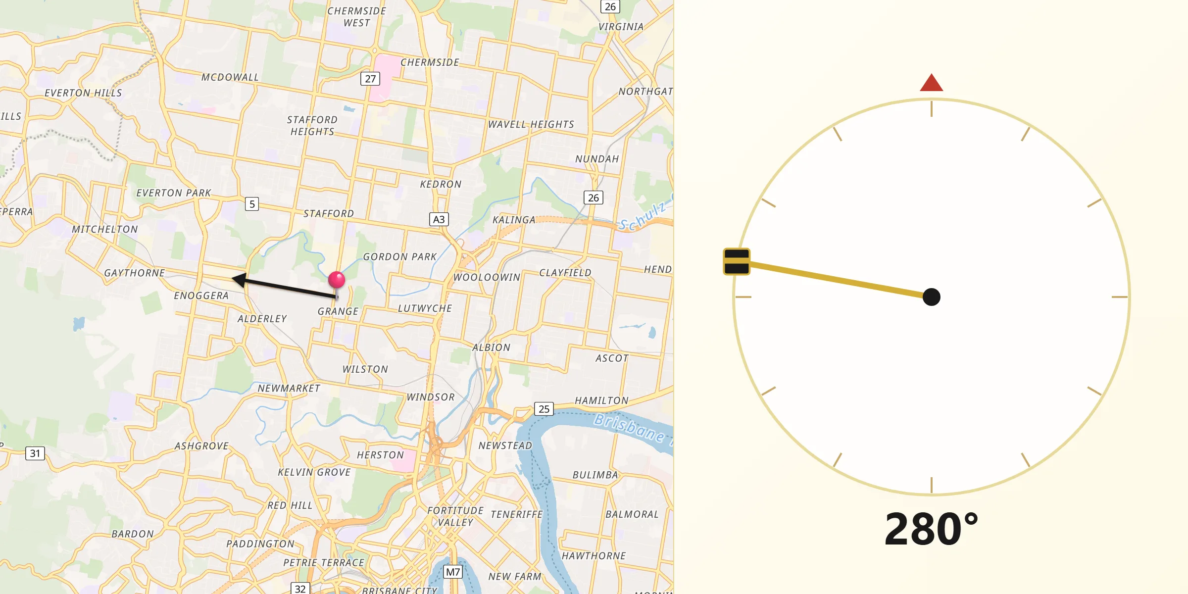 Qibla Direction from Grange