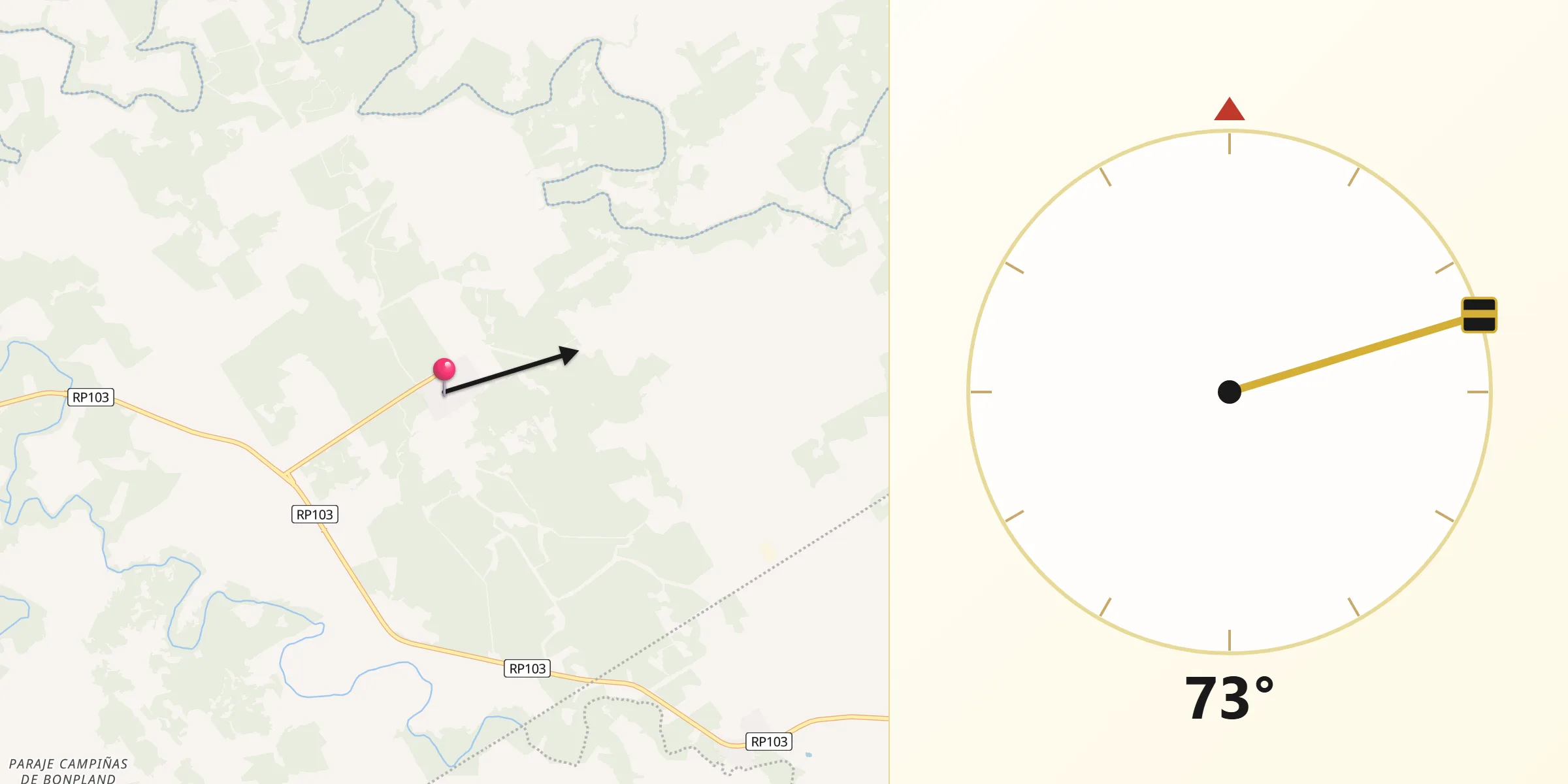 Dirección de la Qibla desde Mártires