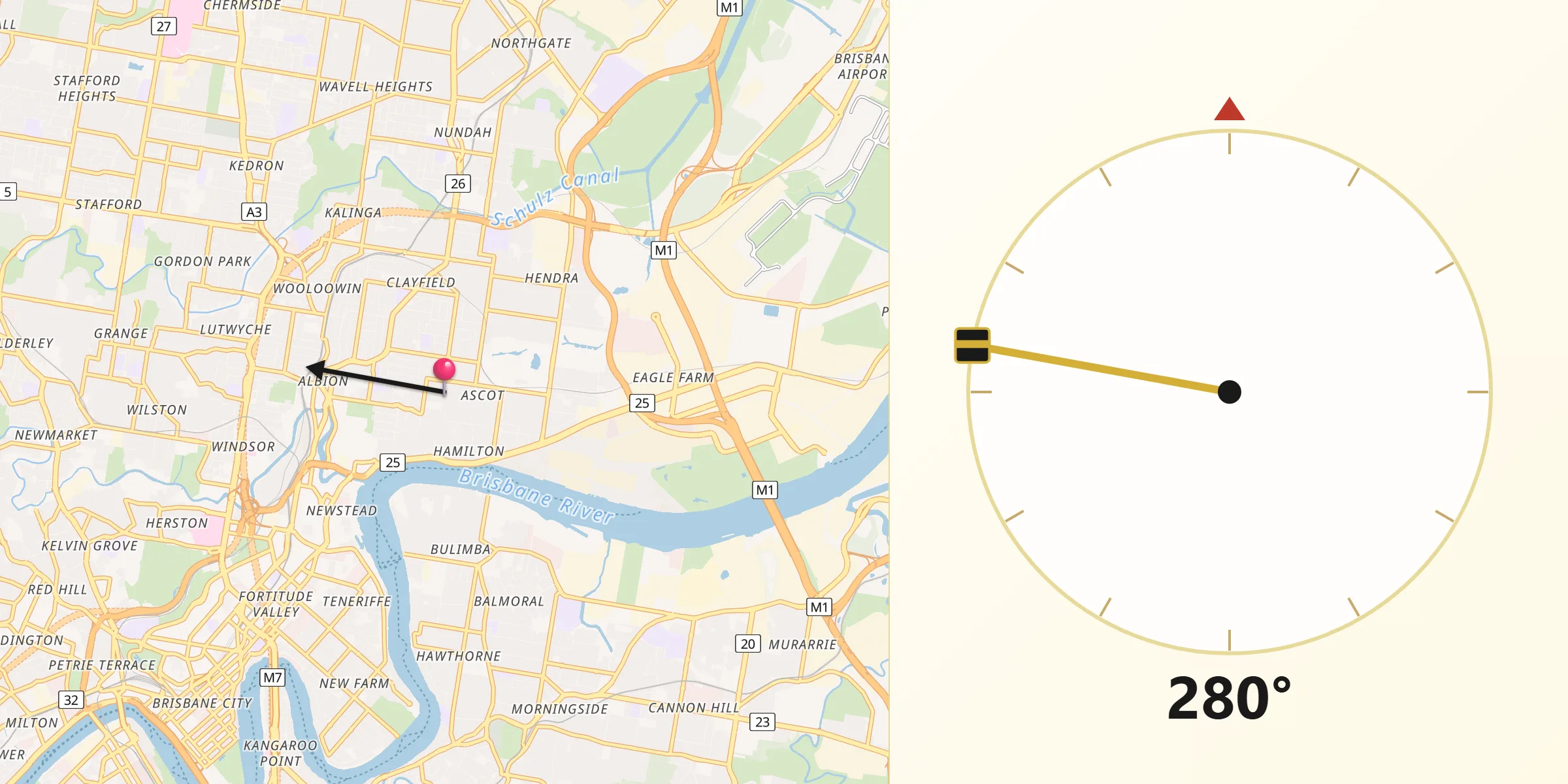 Qibla Direction from Ascot