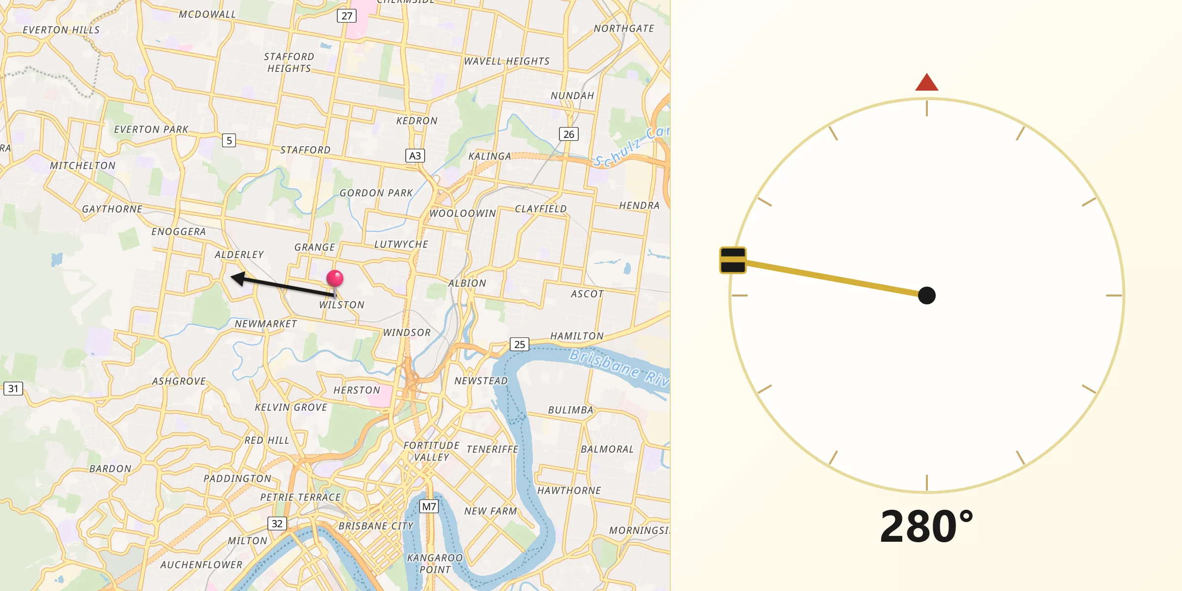 Qibla Direction from Wilston