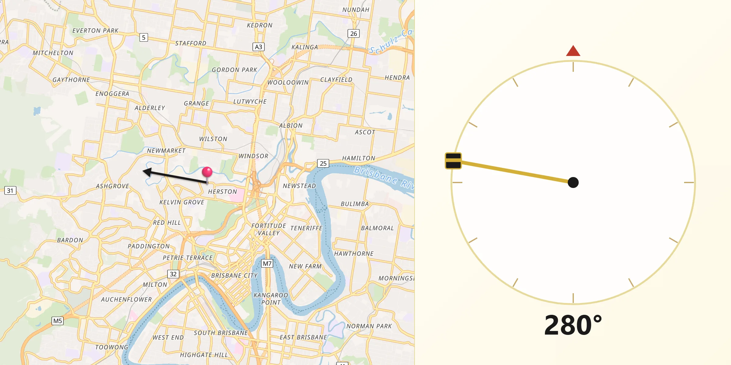 Qibla Direction from Herston