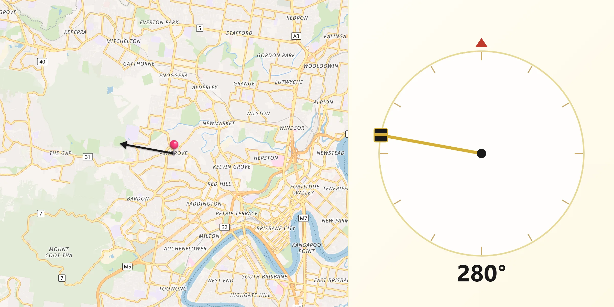 Qibla Direction from Ashgrove