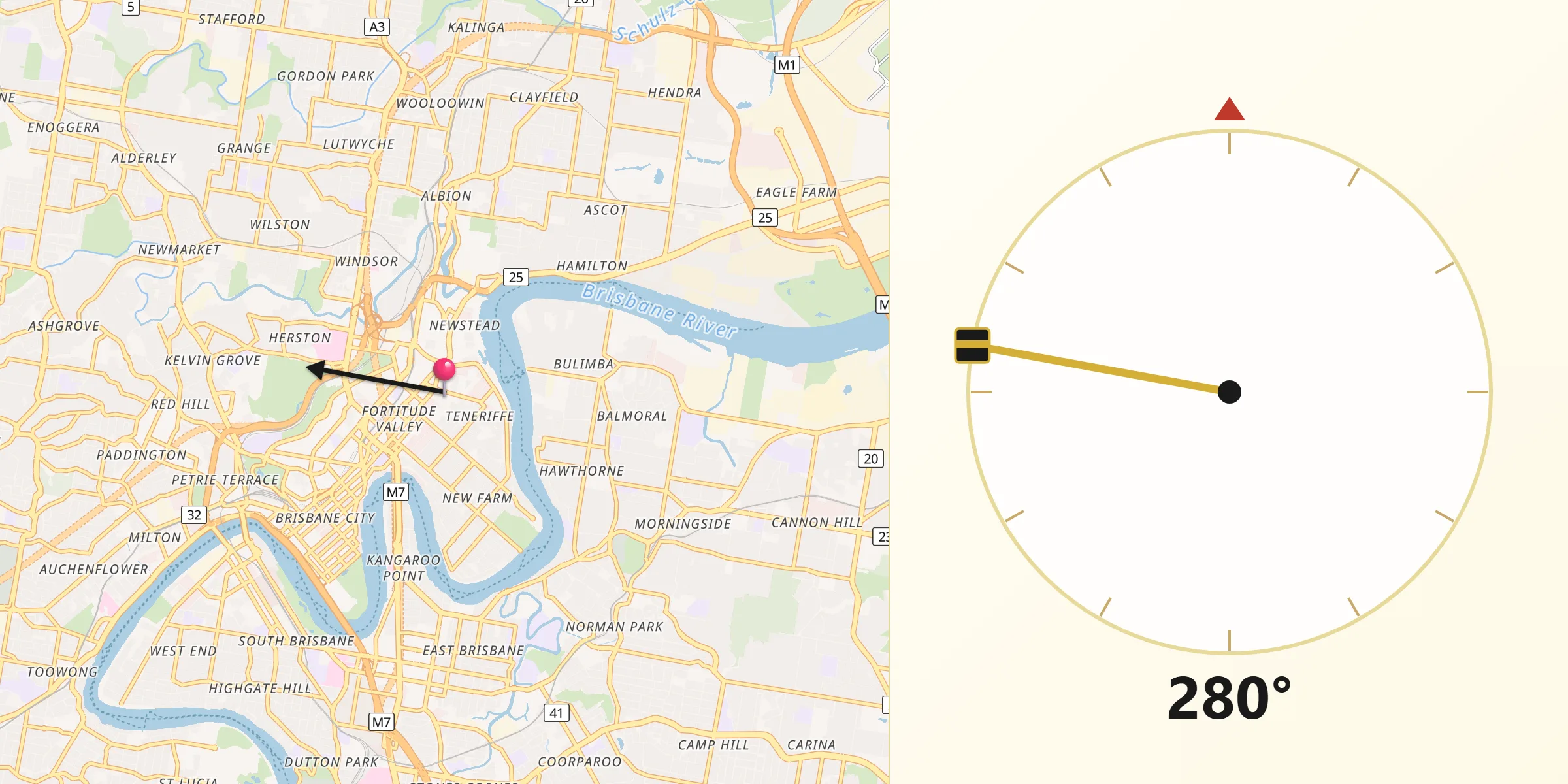 Qibla Direction from Newstead