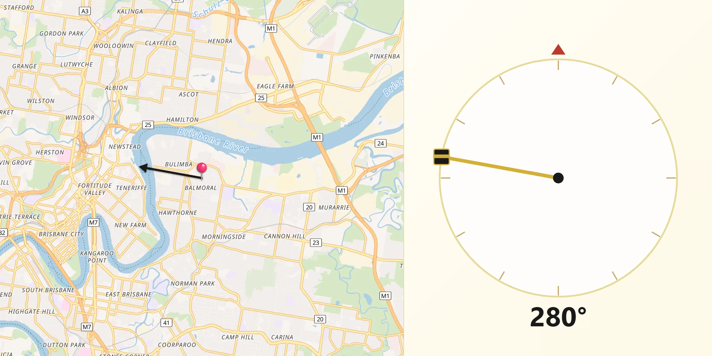 Qibla Direction from Balmoral