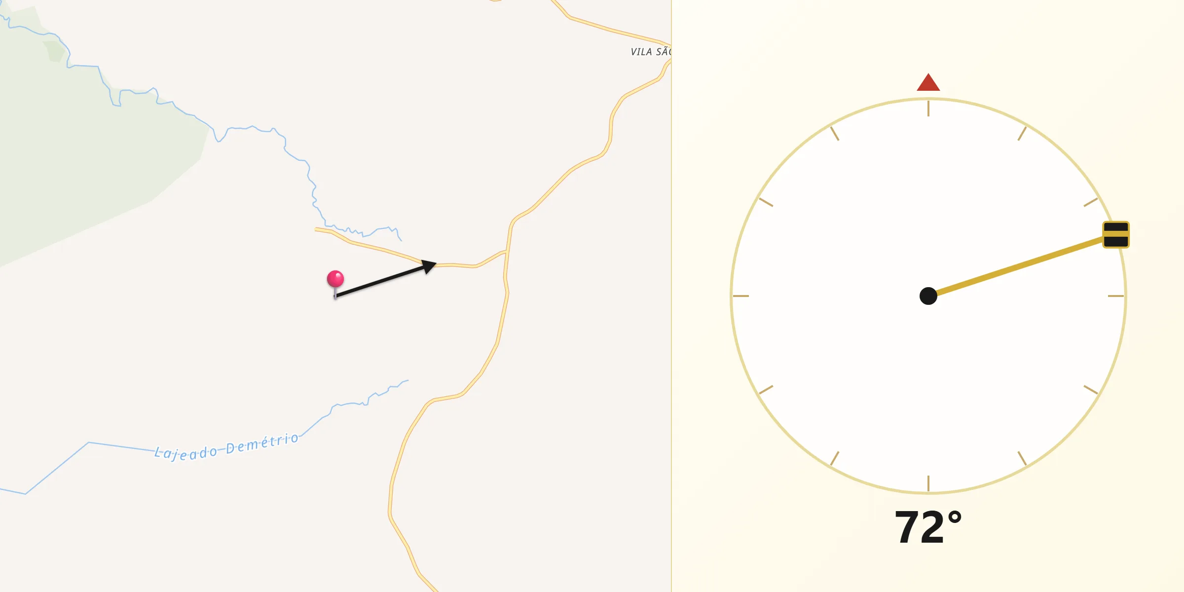 Direção da Qibla a partir de Gramado dos Loureiros