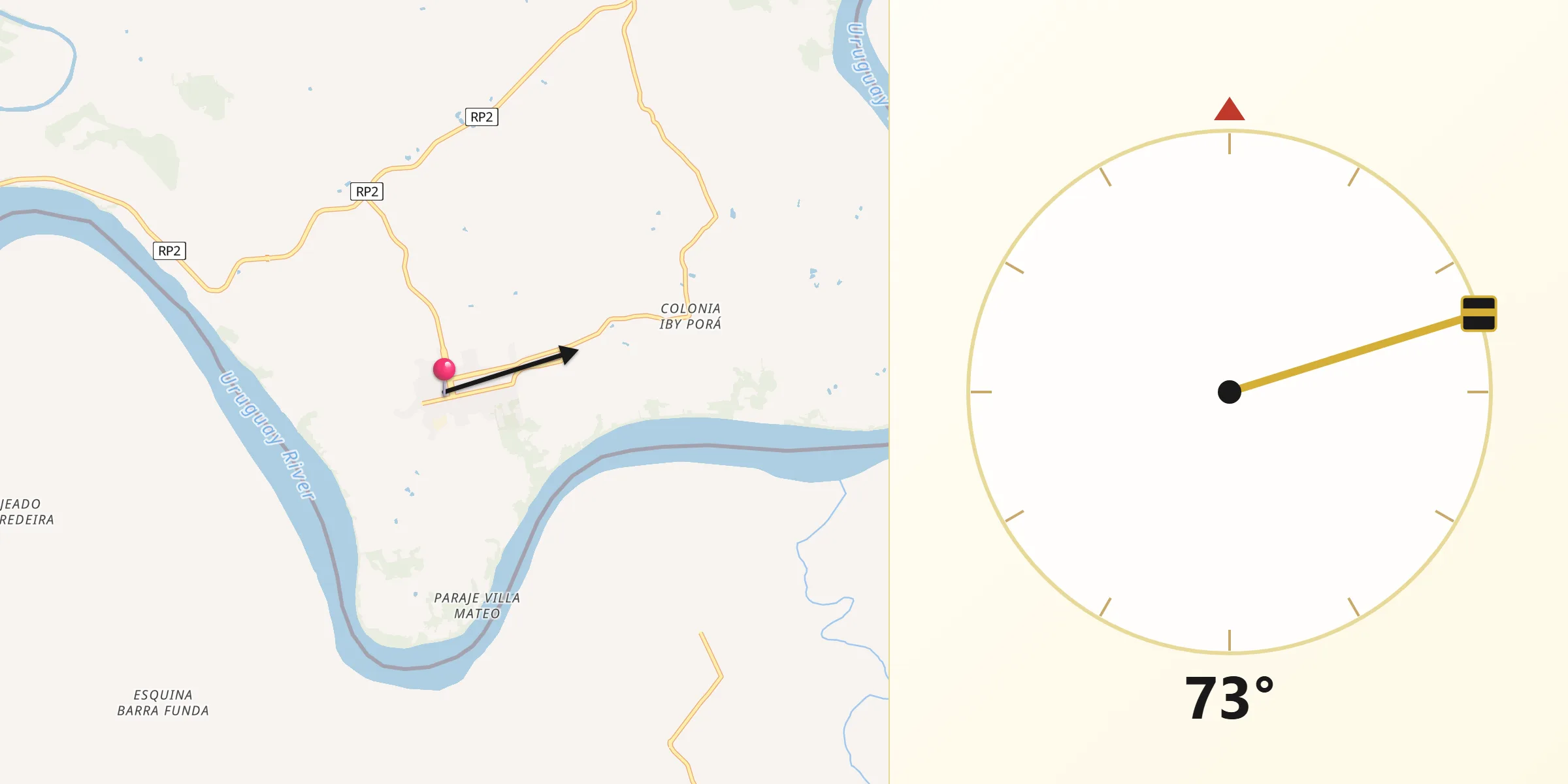 Dirección de la Qibla desde Colonia Aurora