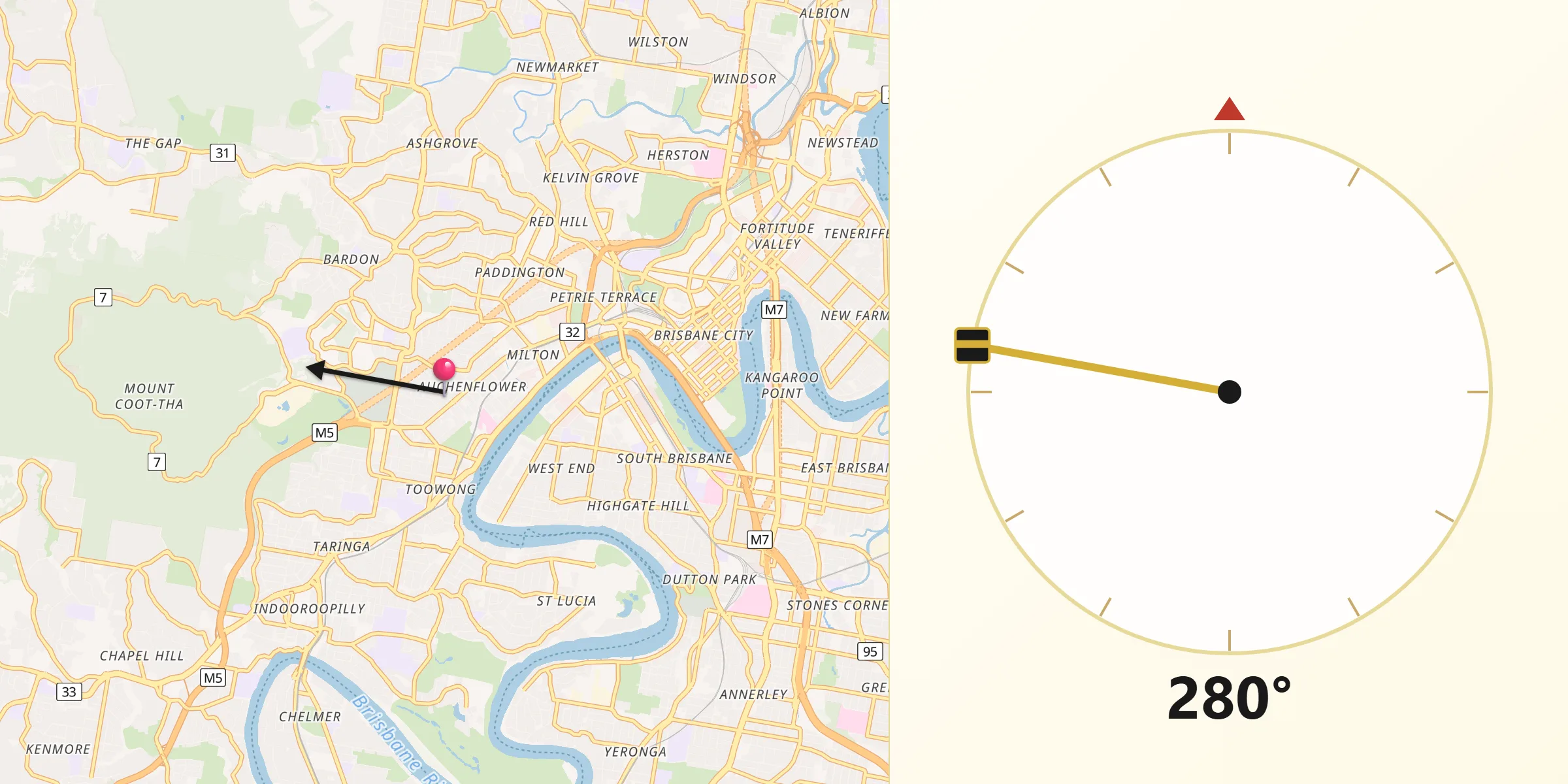 Qibla Direction from Auchenflower