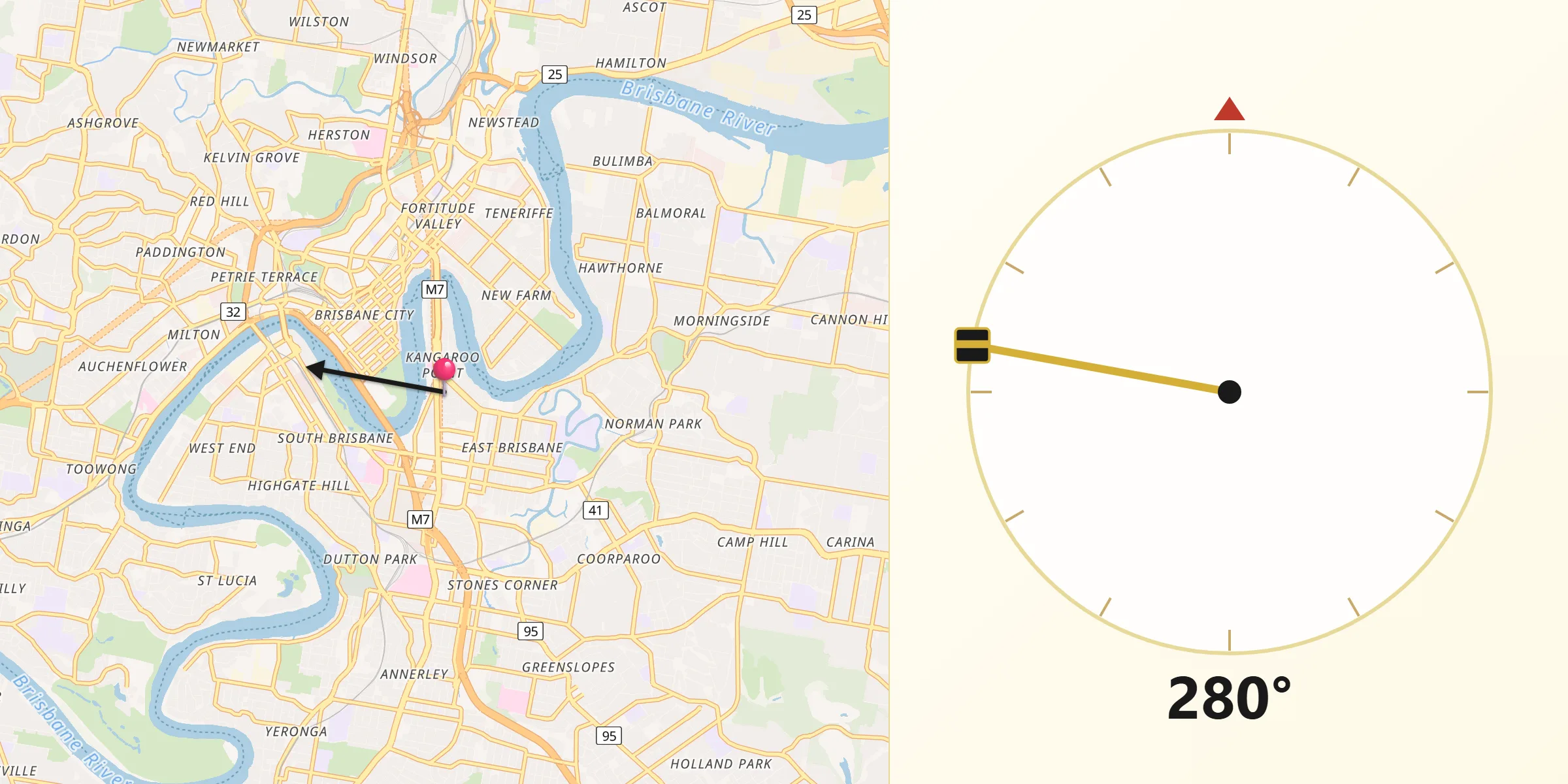 Qibla Direction from Kangaroo Point