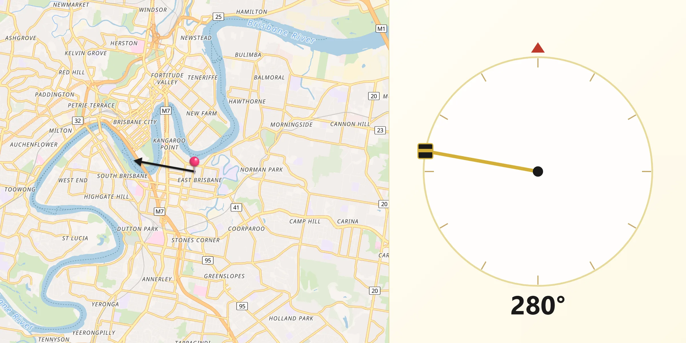 Qibla Direction from East Brisbane