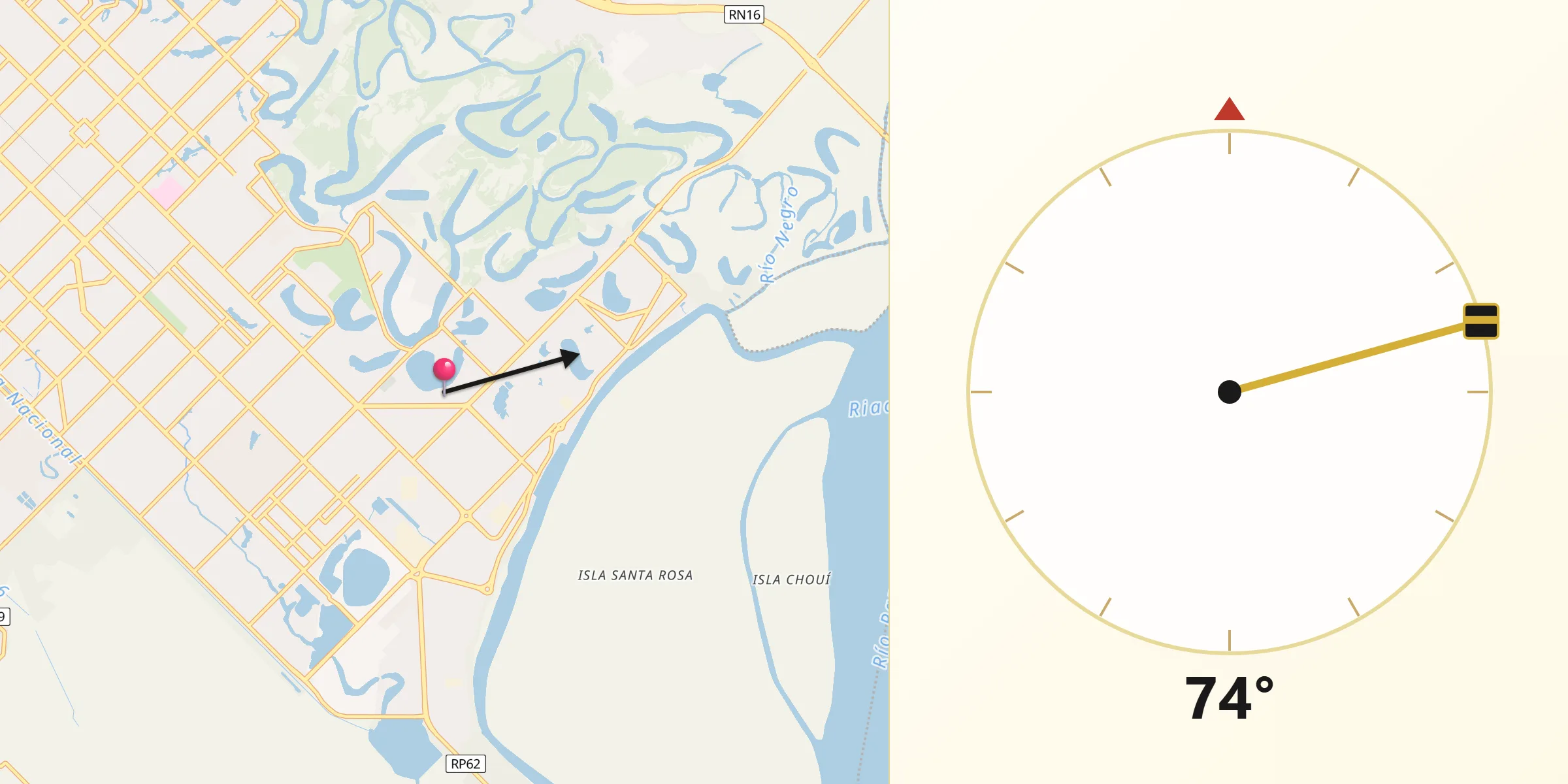 Dirección de la Qibla desde Barranqueras