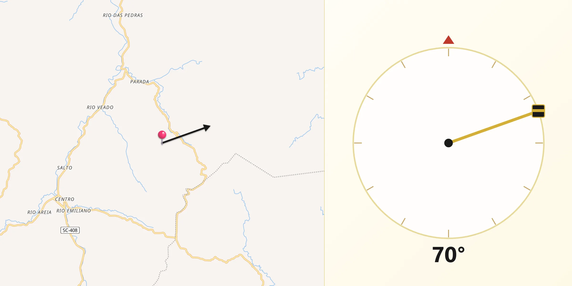 Direção da Qibla a partir de Leoberto Leal