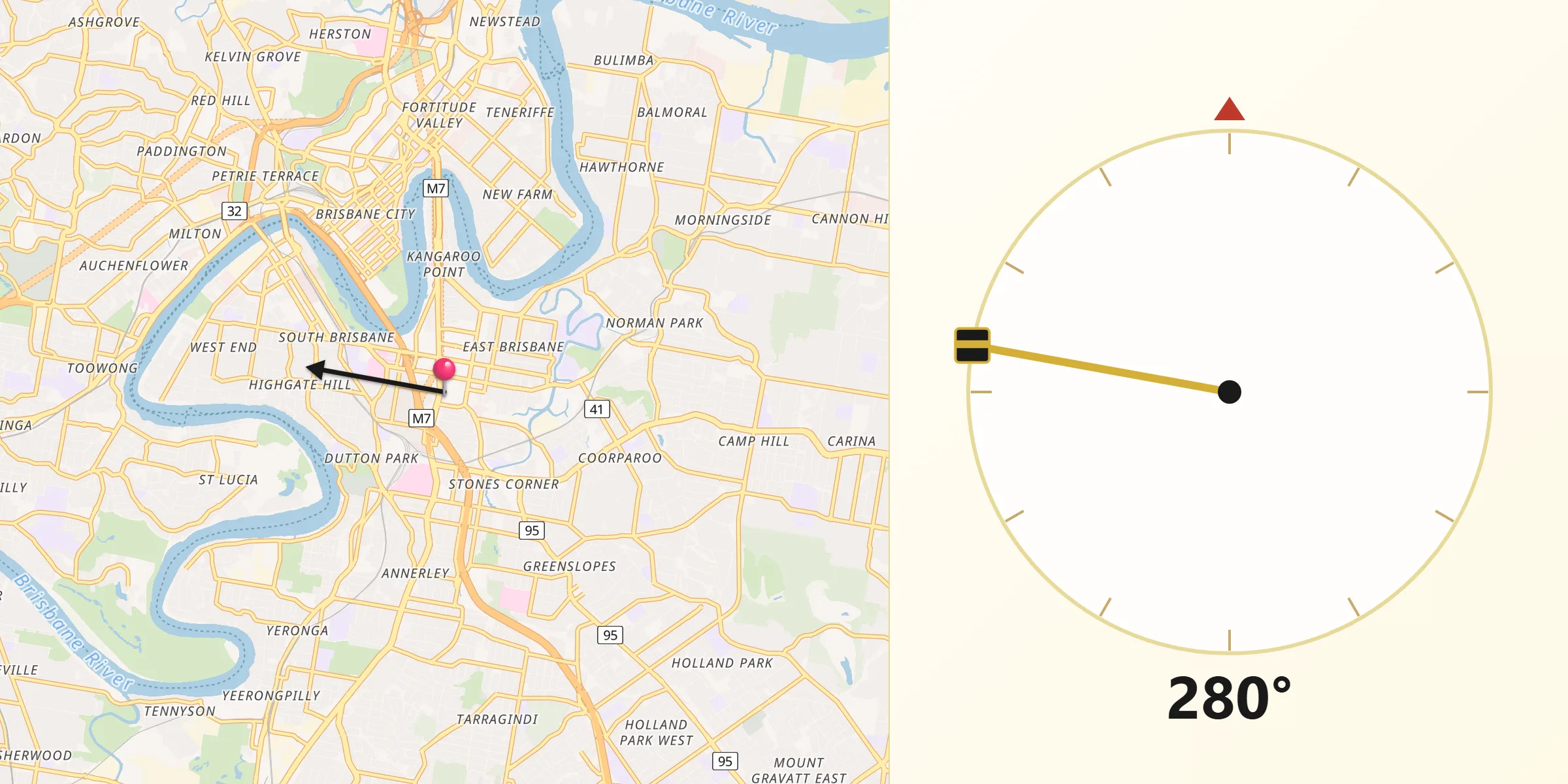 Qibla Direction from Woolloongabba