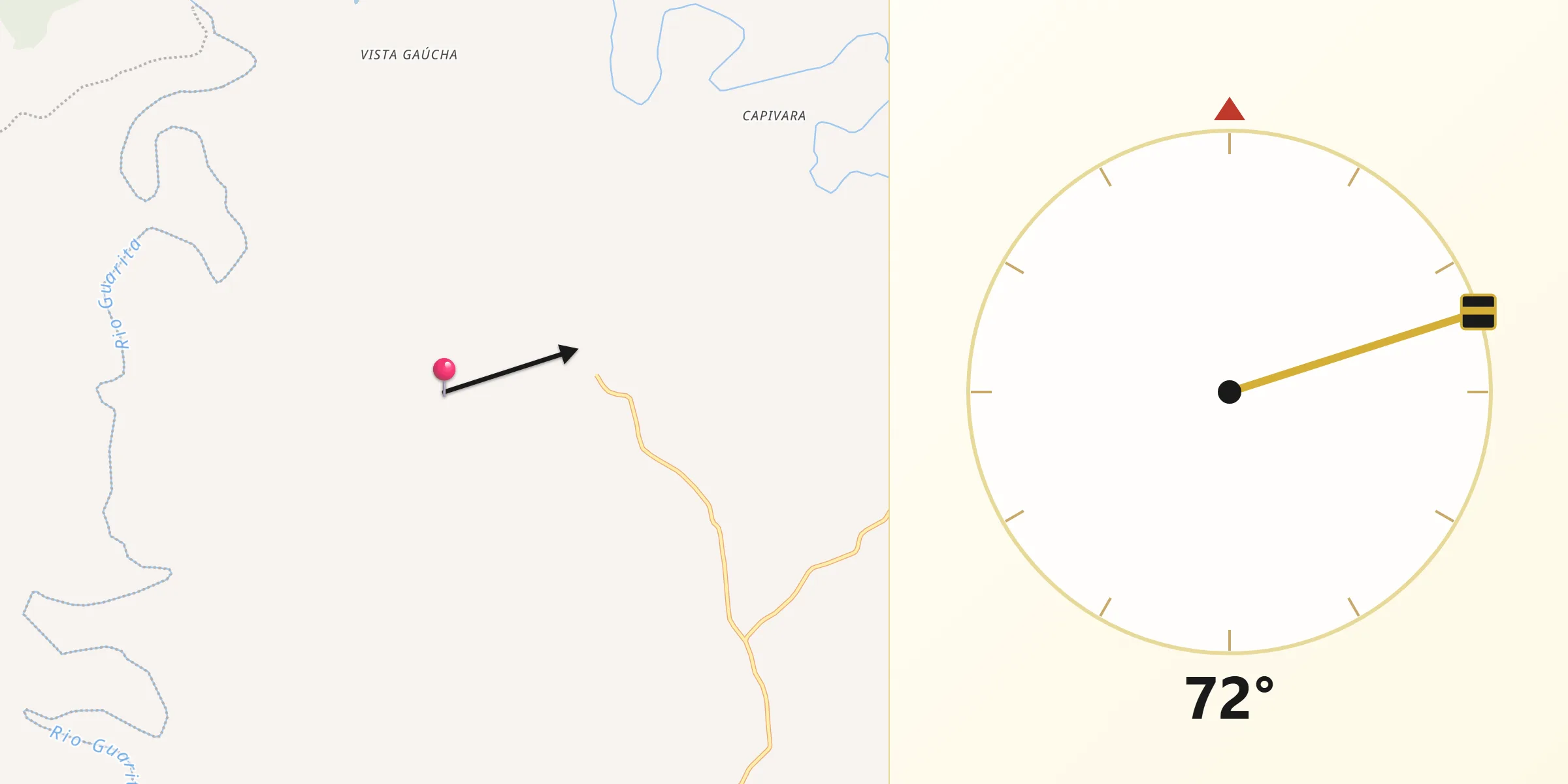 Direção da Qibla a partir de Erval Seco
