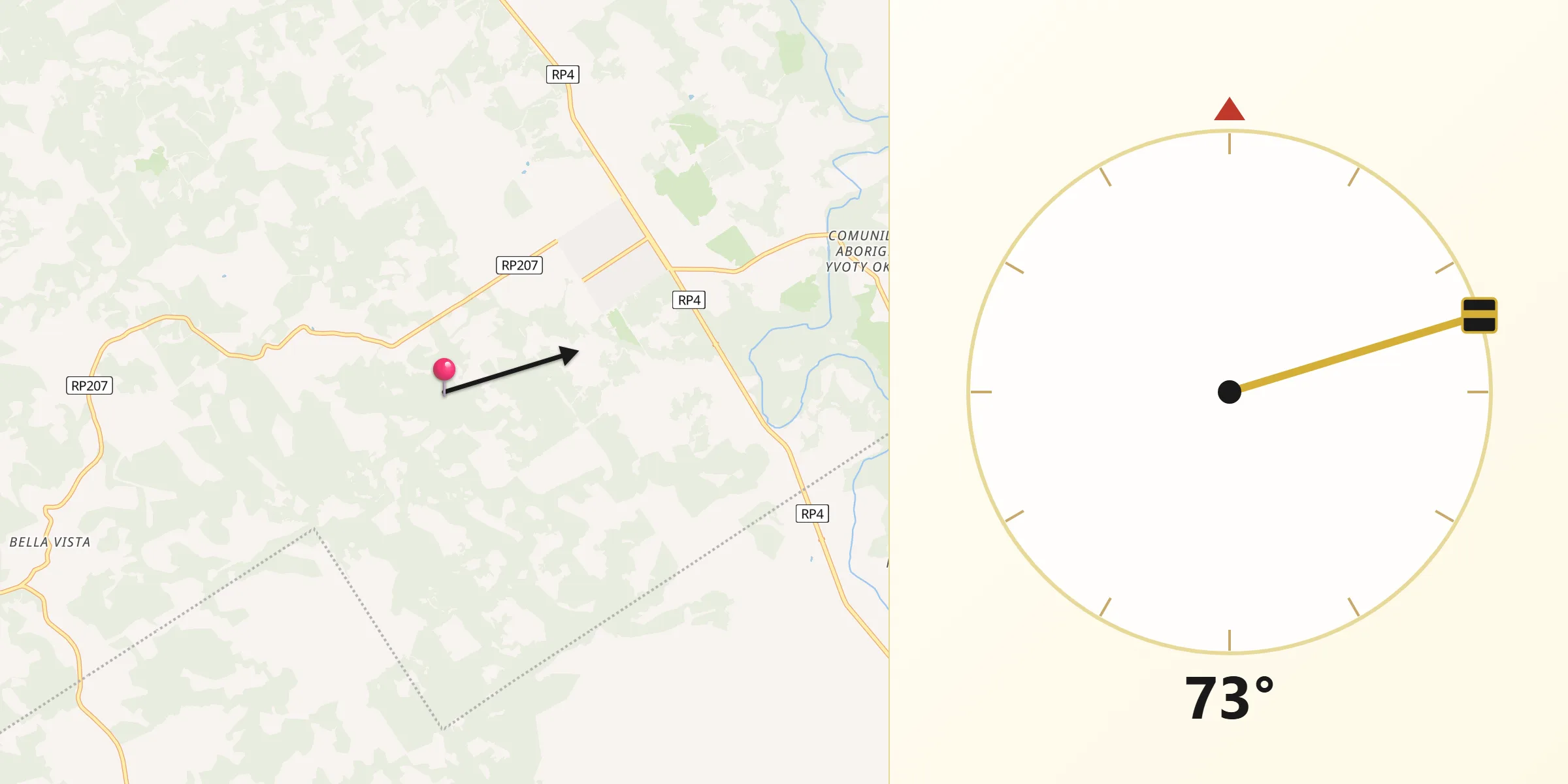 Dirección de la Qibla desde Departamento de Candelaria