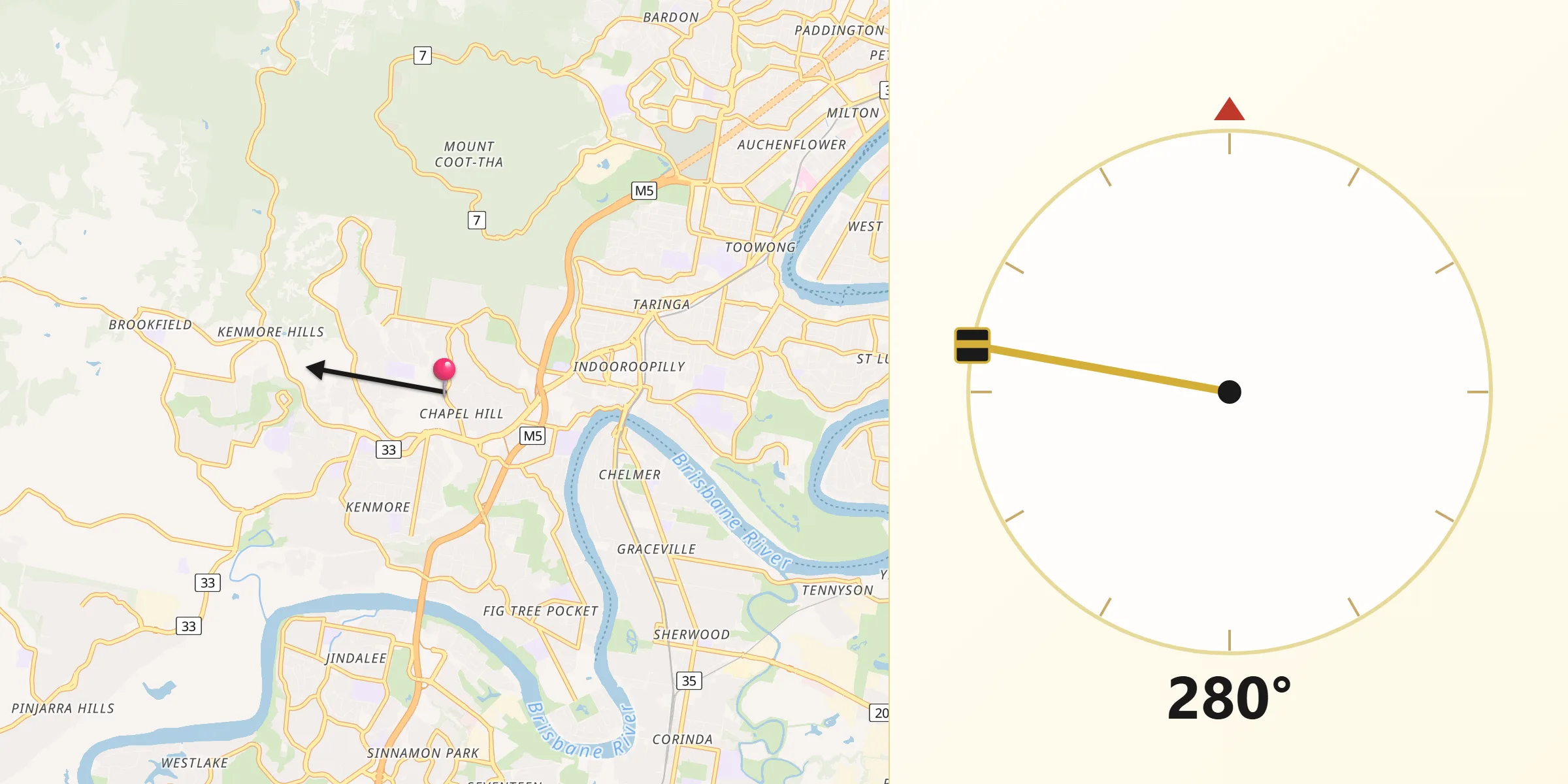 Qibla Direction from Chapel Hill
