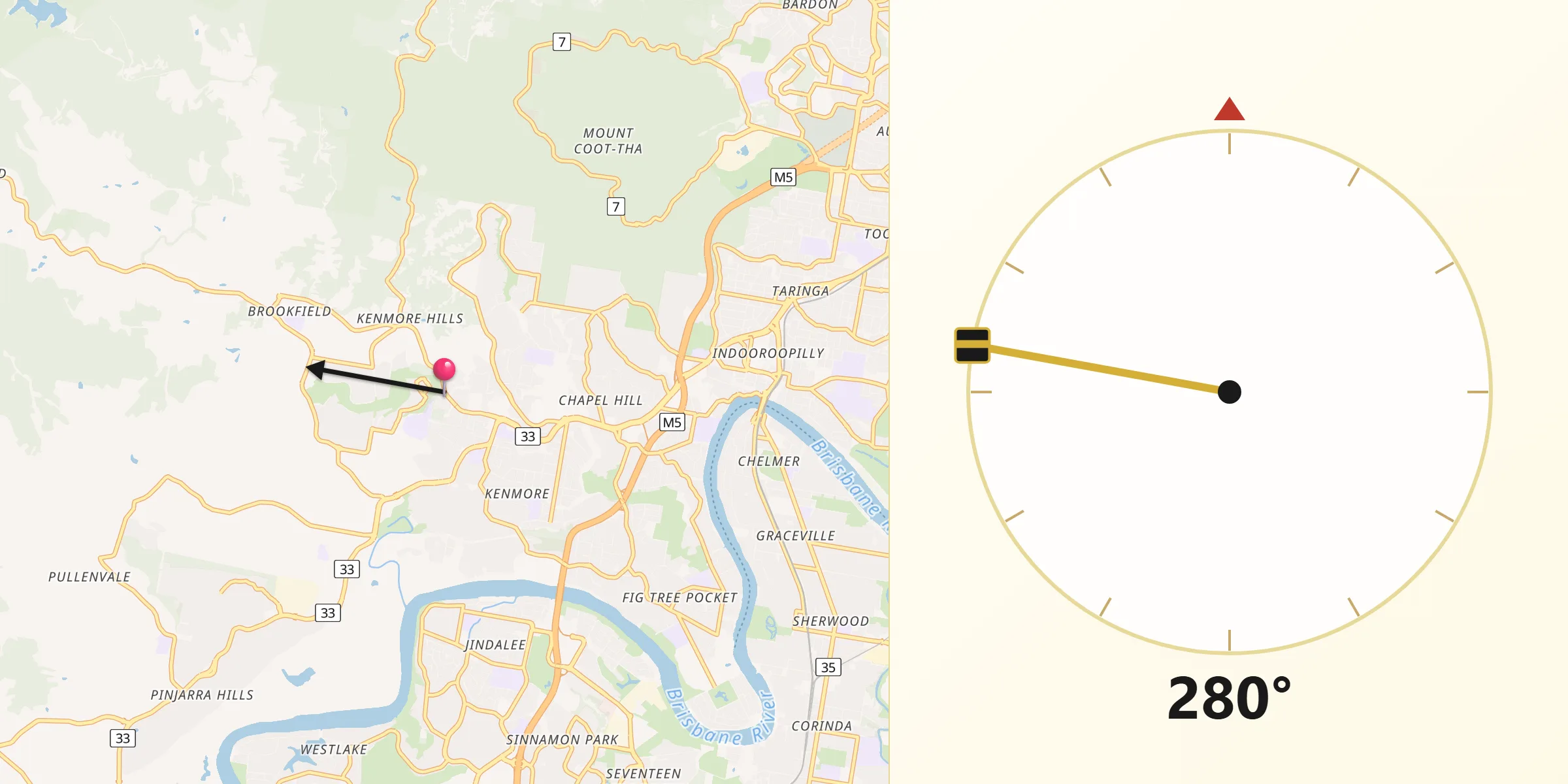 Qibla Direction from Kenmore Hills