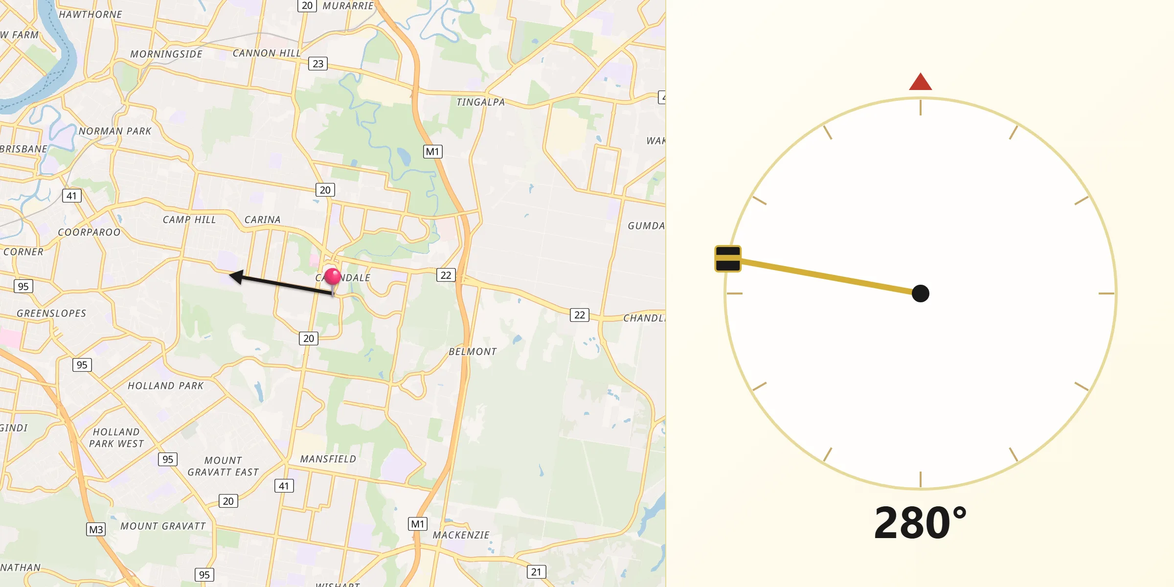 Qibla Direction from Carindale
