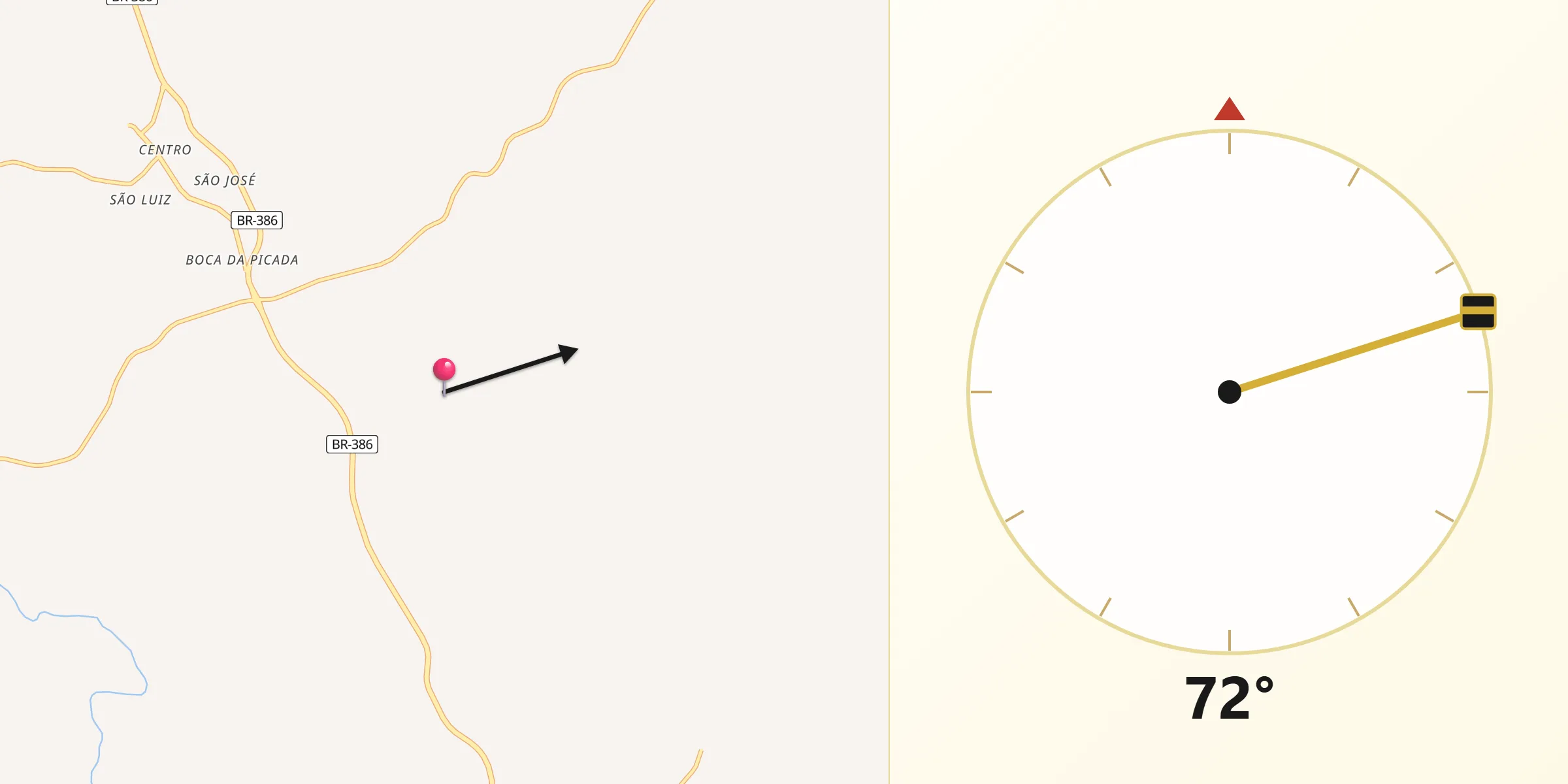Direção da Qibla a partir de Seberi