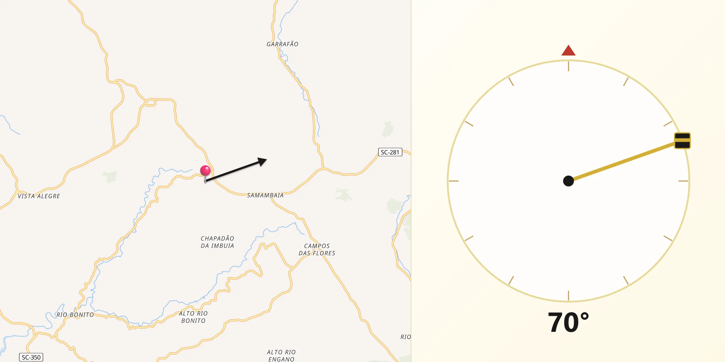 Direção da Qibla a partir de Imbuia