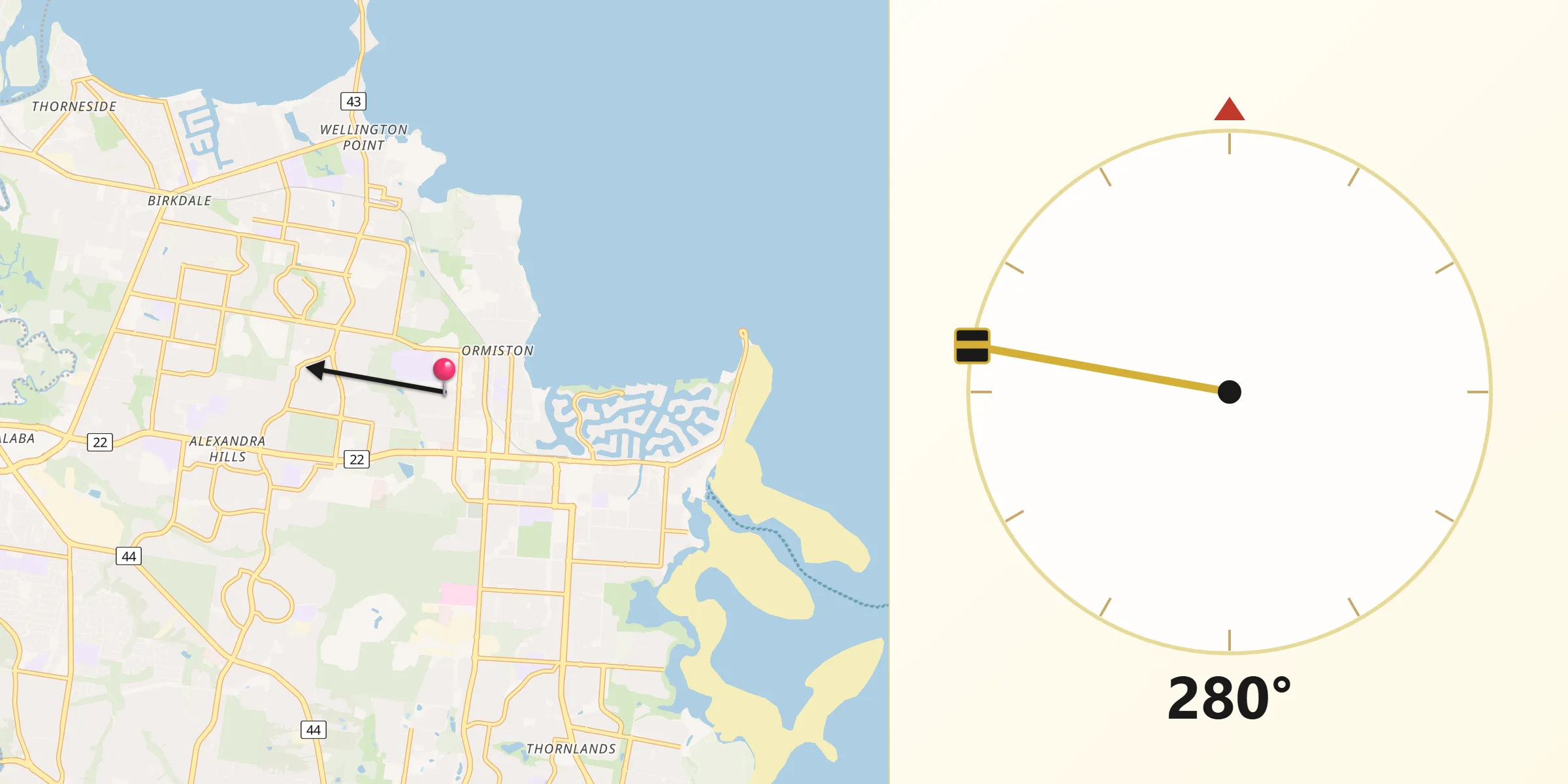 Qibla Direction from Ormiston