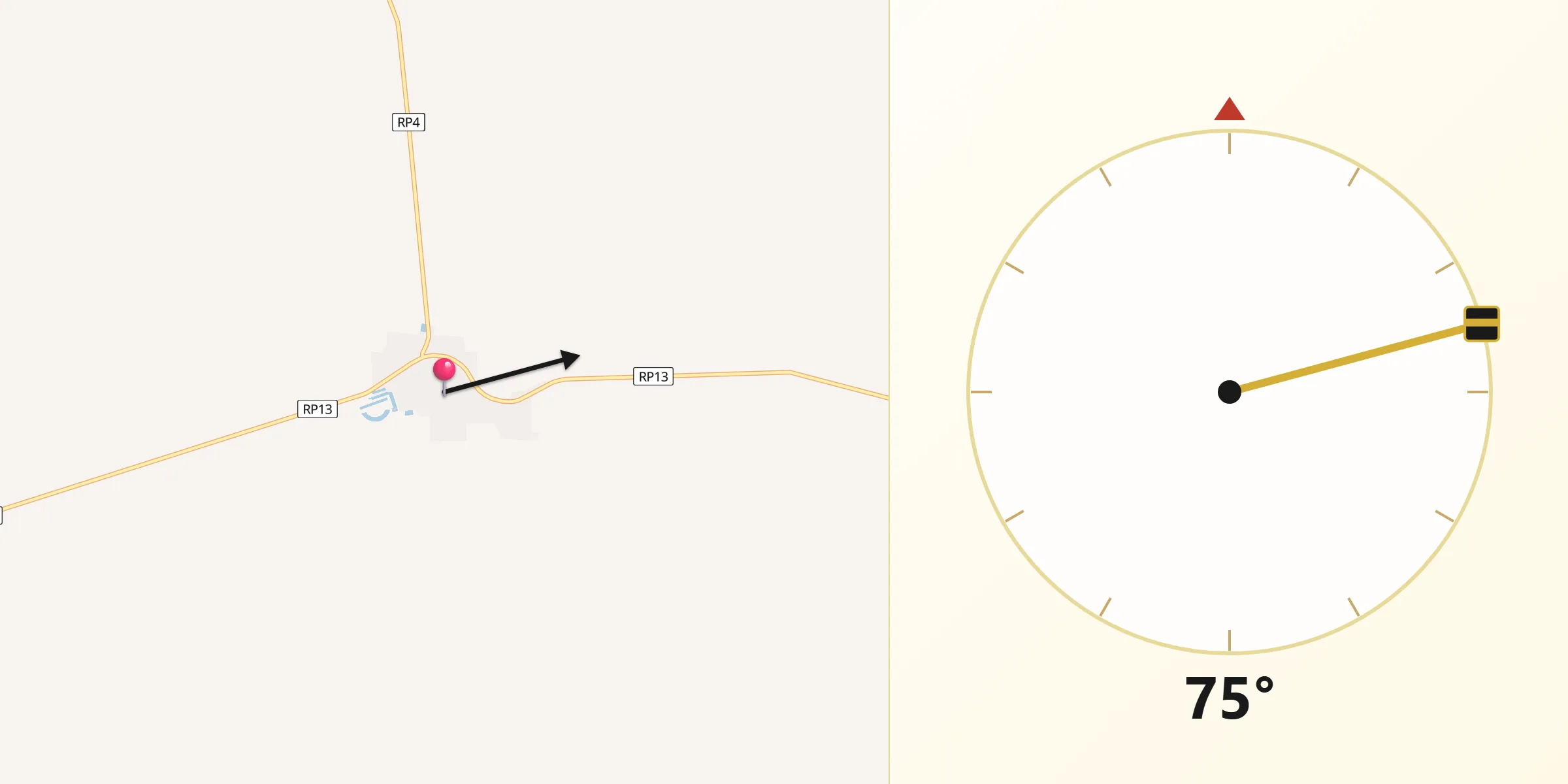 Dirección de la Qibla desde Samuhú