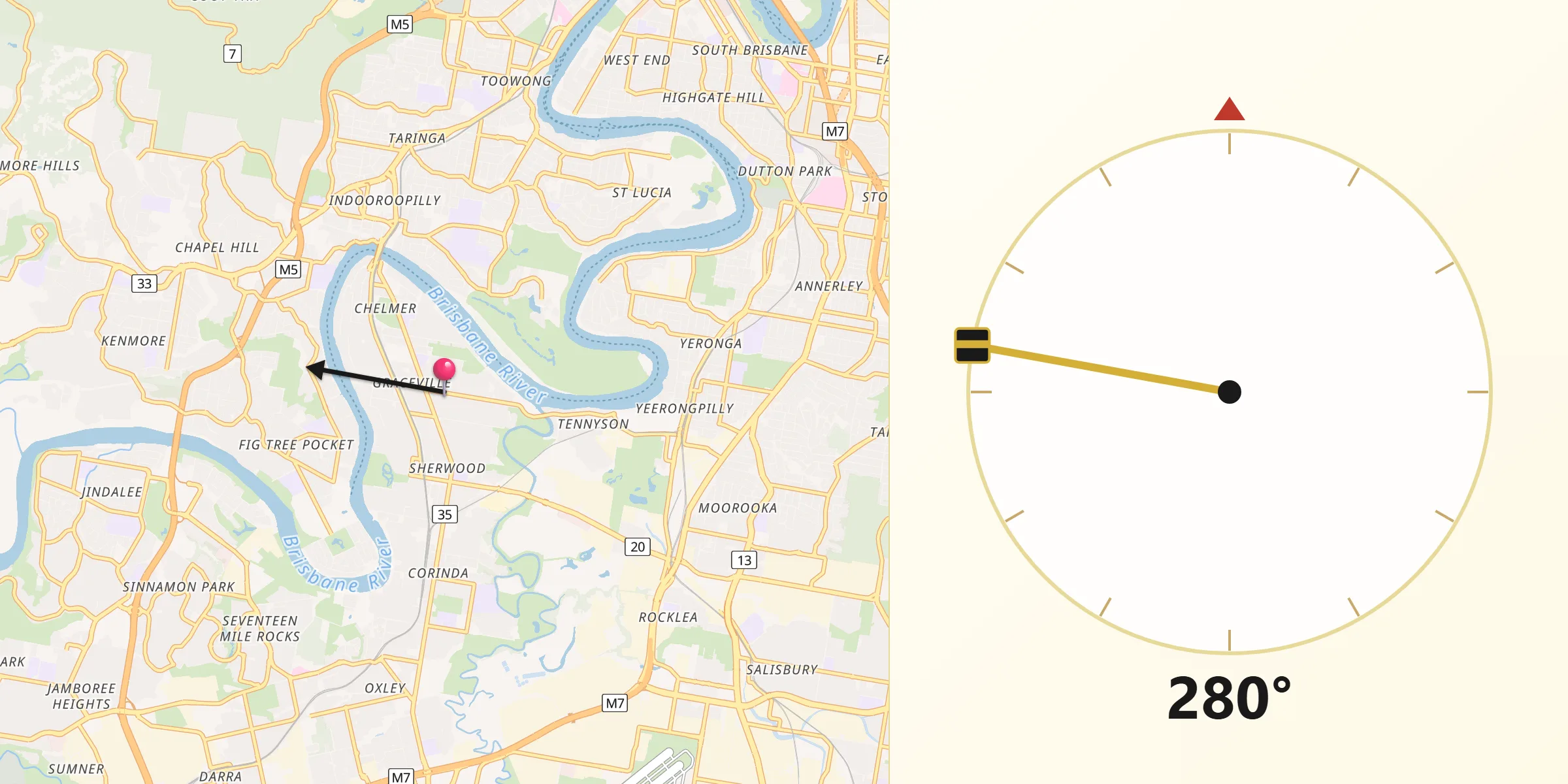 Qibla Direction from Graceville