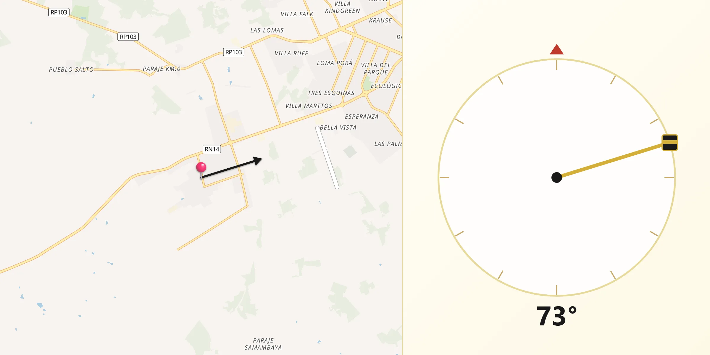 Dirección de la Qibla desde Guaraní