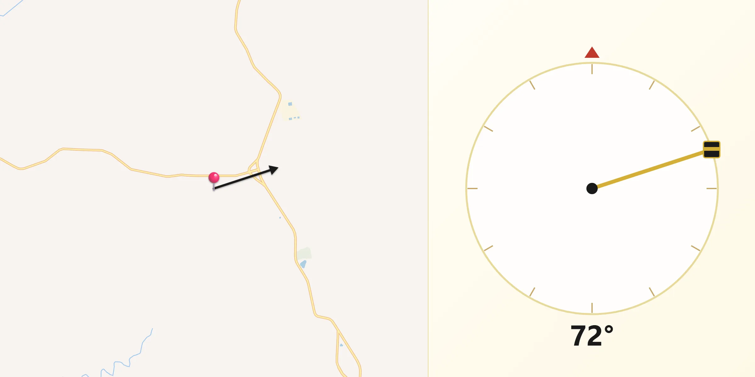 Direção da Qibla a partir de Trindade do Sul
