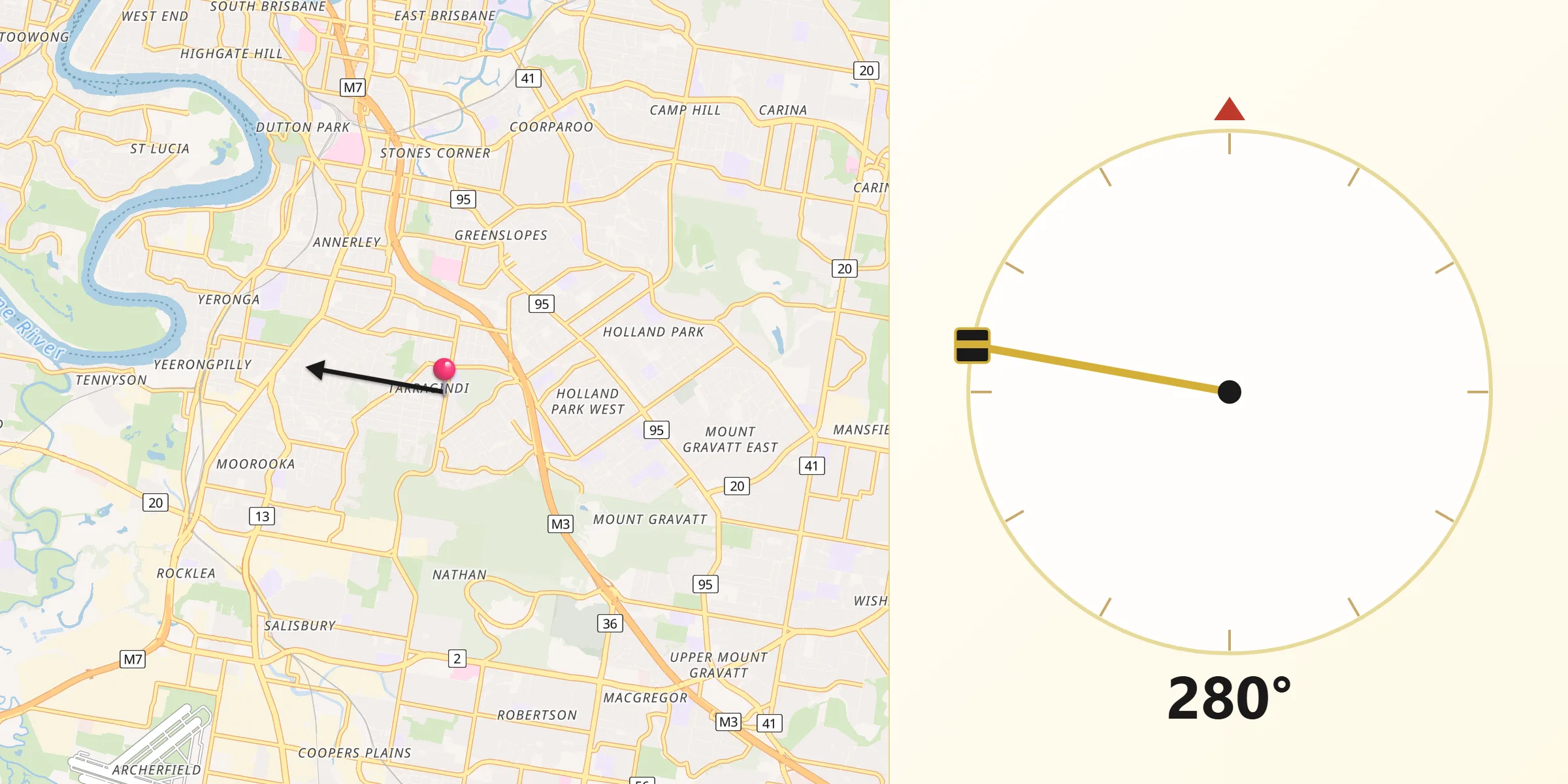 Qibla Direction from Tarragindi