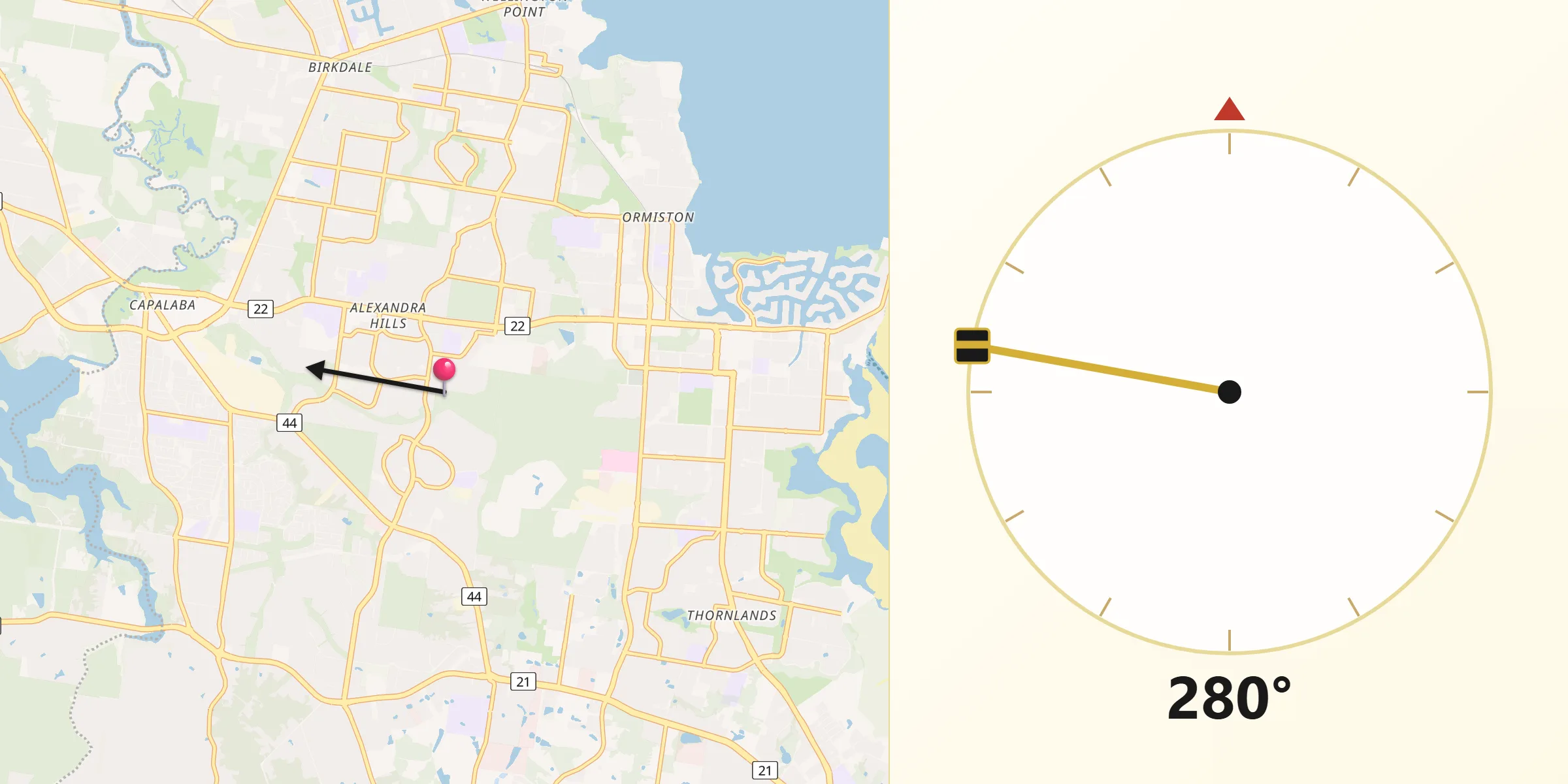 Qibla Direction from Alexandra Hills