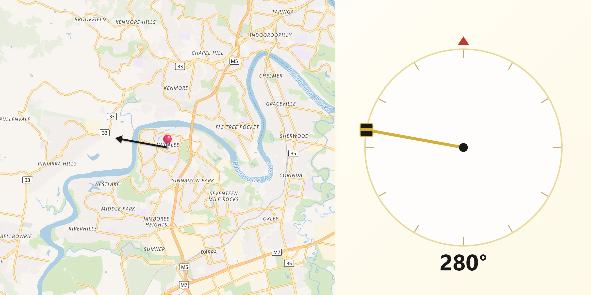 Qibla Direction from Jindalee