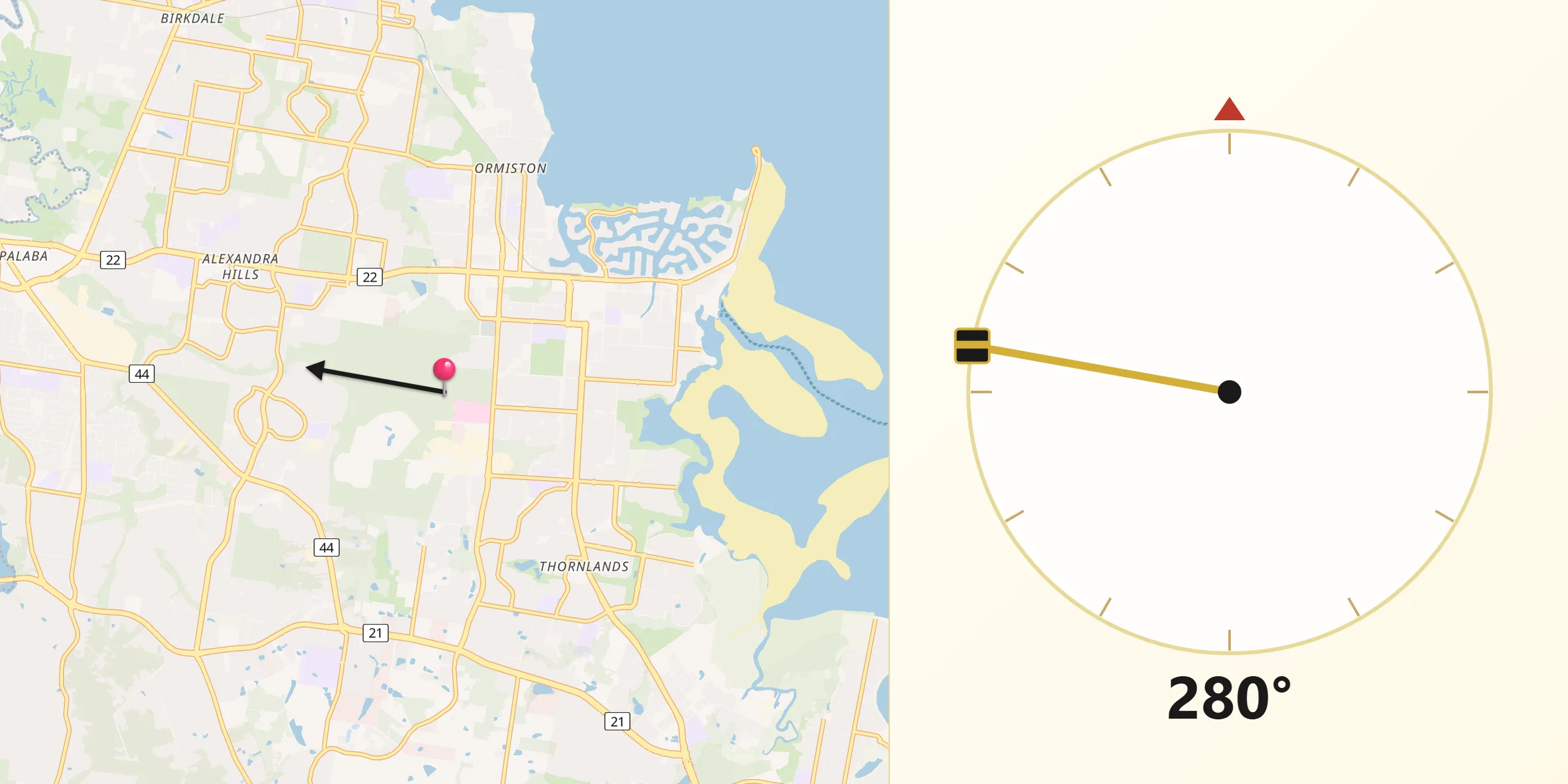 Qibla Direction from Redland