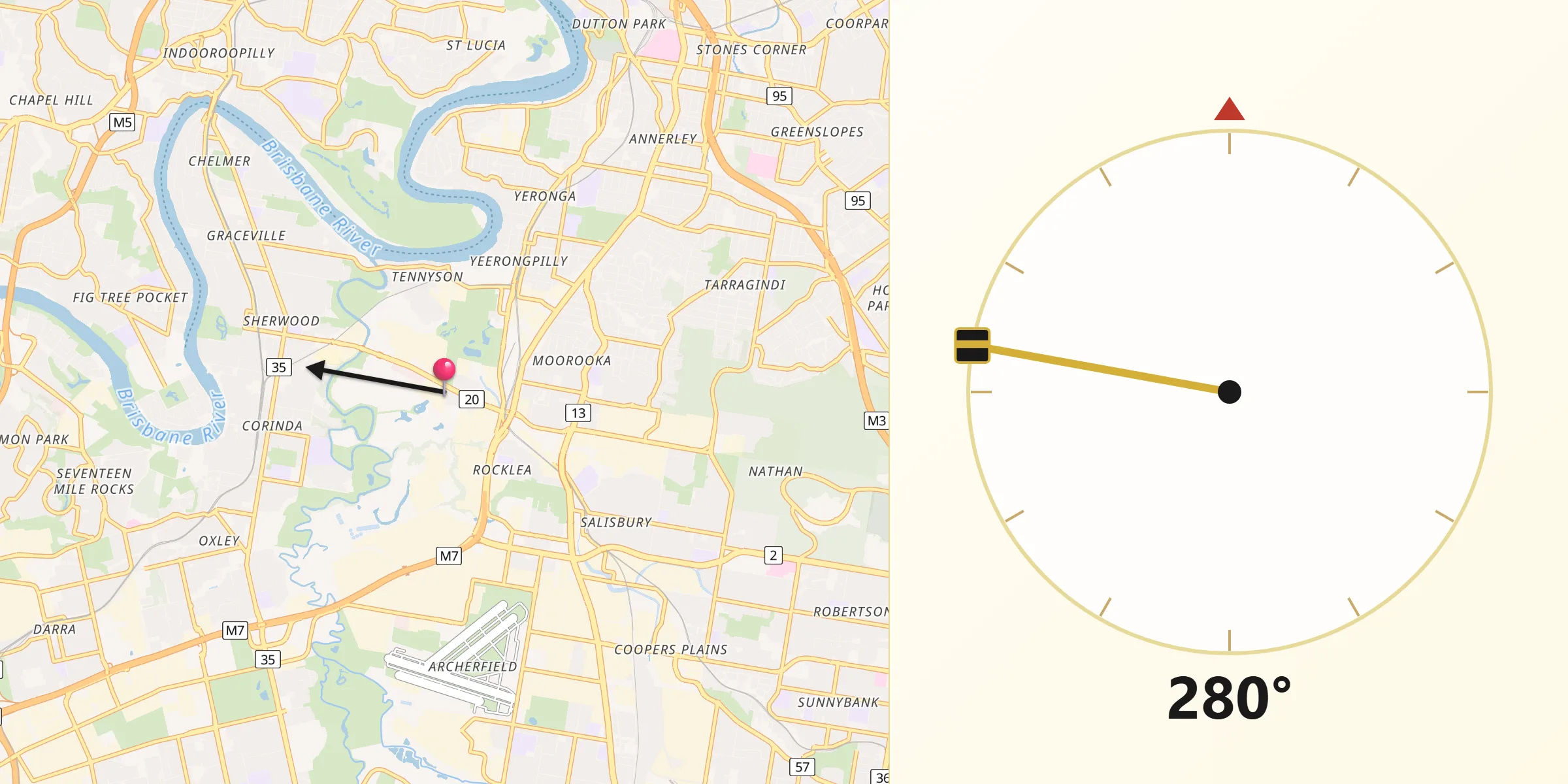 Qibla Direction from Rocklea